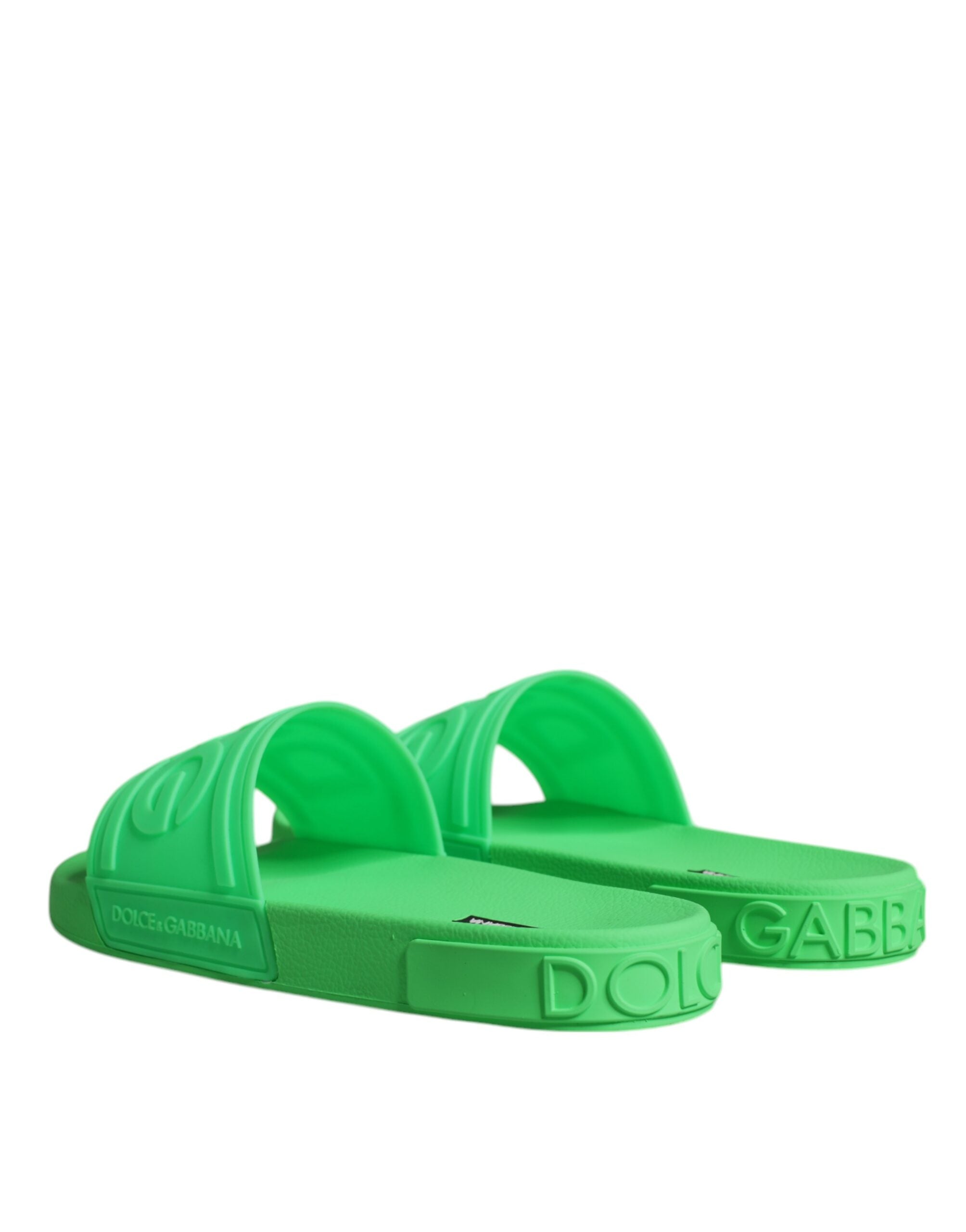 Dolce & Gabbana Green Leather Slides Sandals Beachwear Shoes -   -  Dolce & Gabbana.