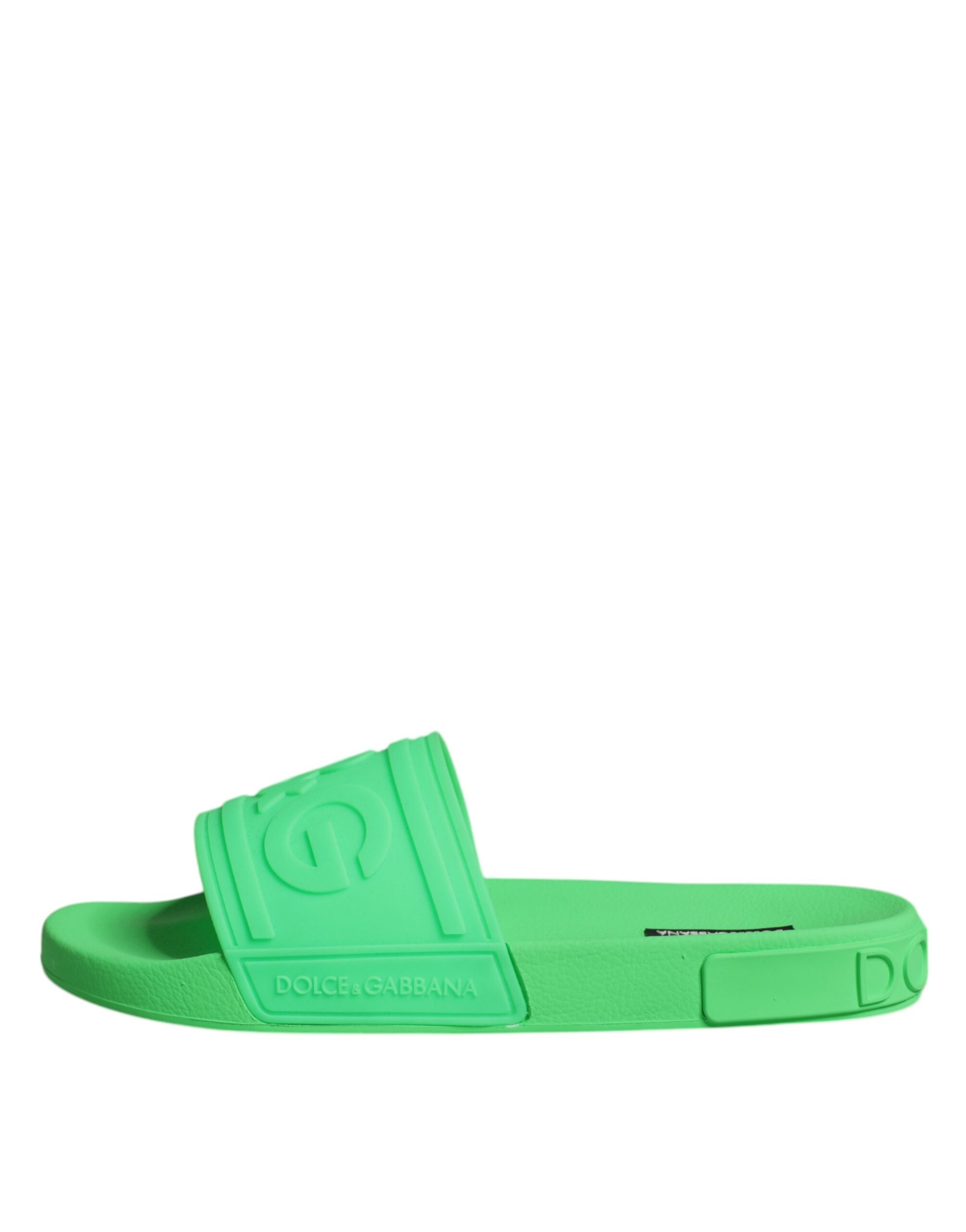 Dolce & Gabbana Green Leather Slides Sandals Beachwear Shoes -   -  Dolce & Gabbana.