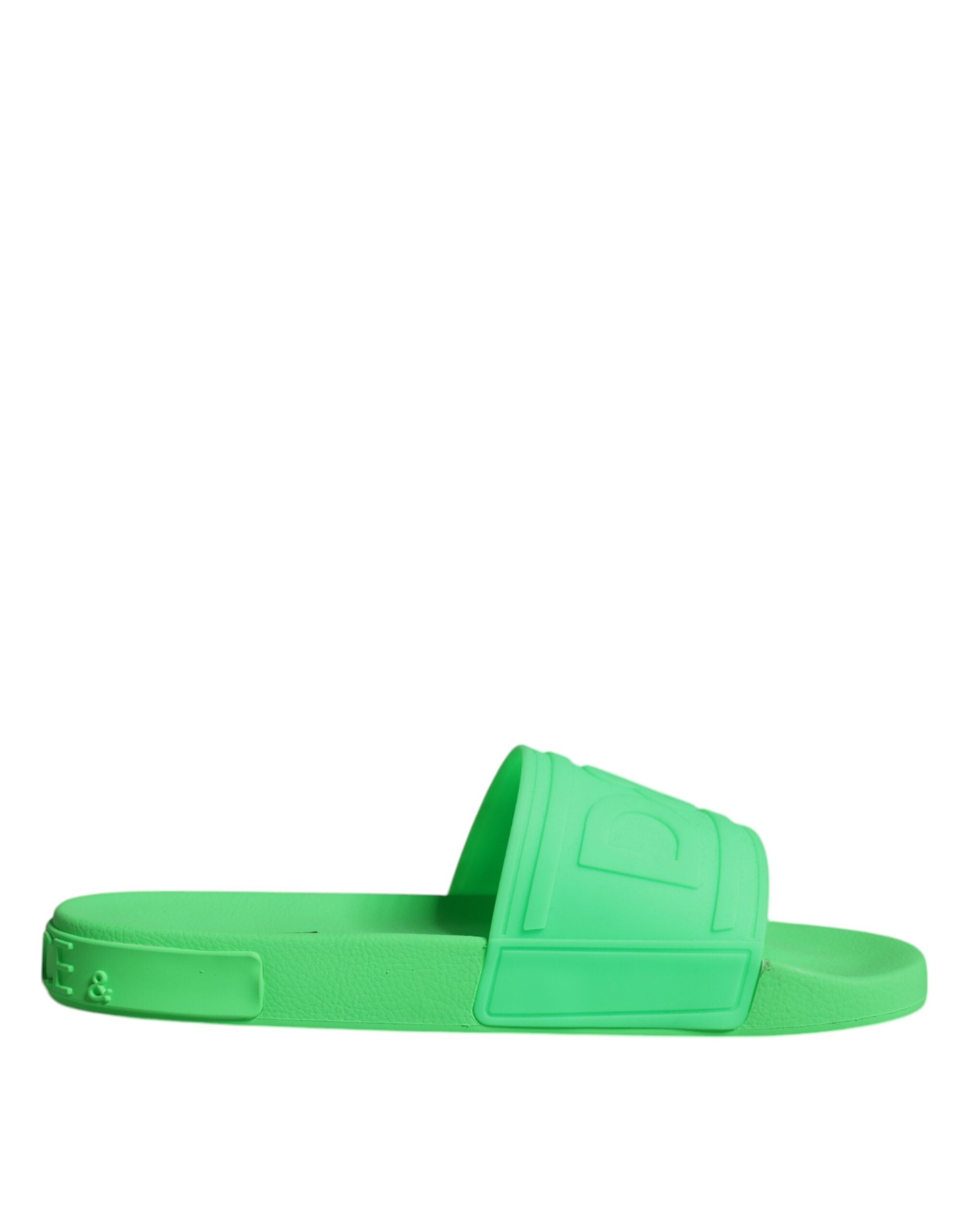 Dolce & Gabbana Green Leather Slides Sandals Beachwear Shoes -   -  Dolce & Gabbana.
