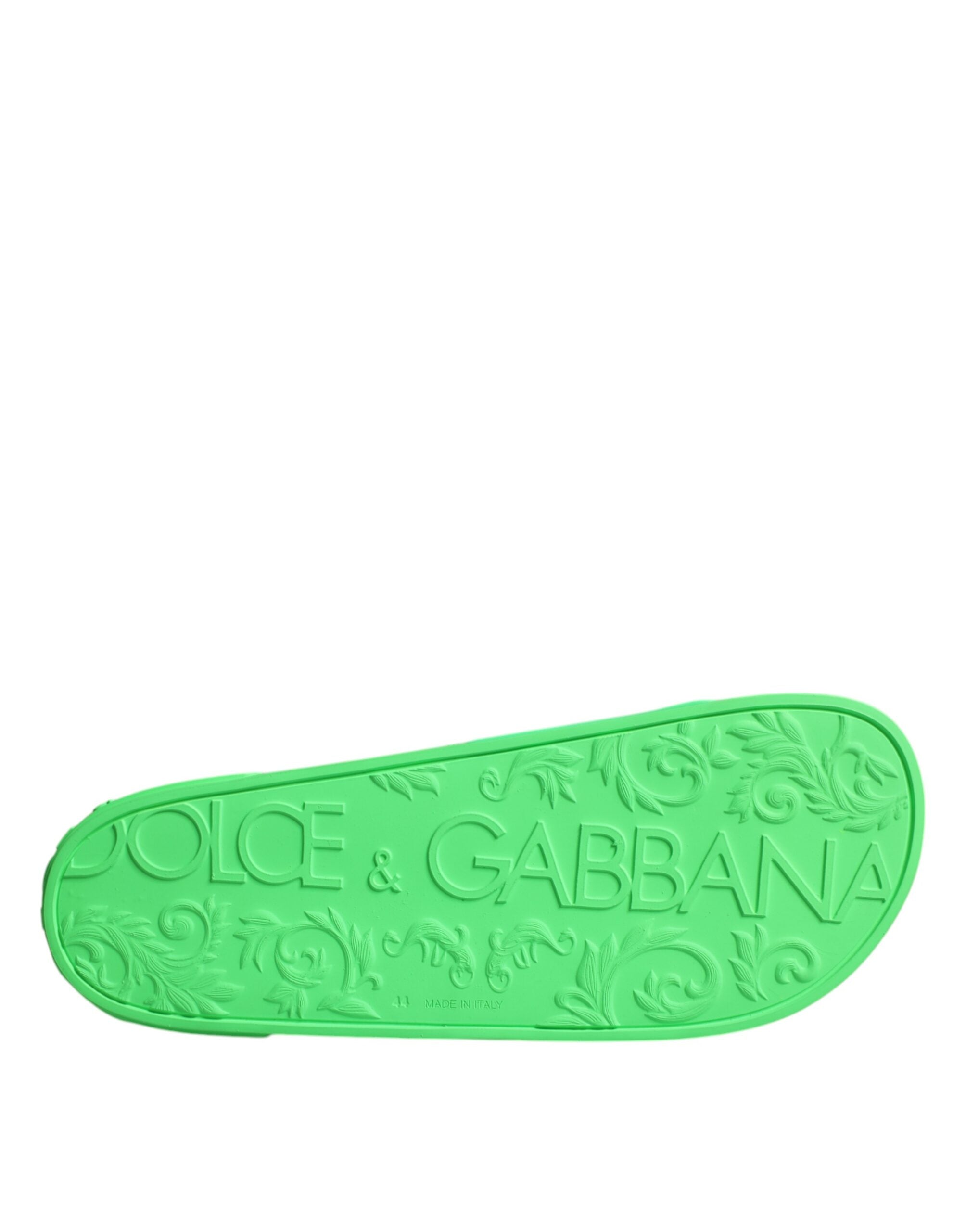 Dolce & Gabbana Green Leather Slides Sandals Beachwear Shoes -   -  Dolce & Gabbana.