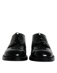Dolce & Gabbana Black Leather Lace Up Men Derby Formal Shoes -   -  Dolce & Gabbana.