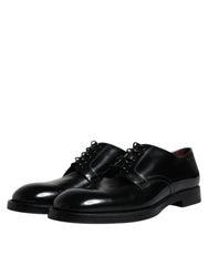 Dolce & Gabbana Black Leather Lace Up Men Derby Formal Shoes -   -  Dolce & Gabbana.