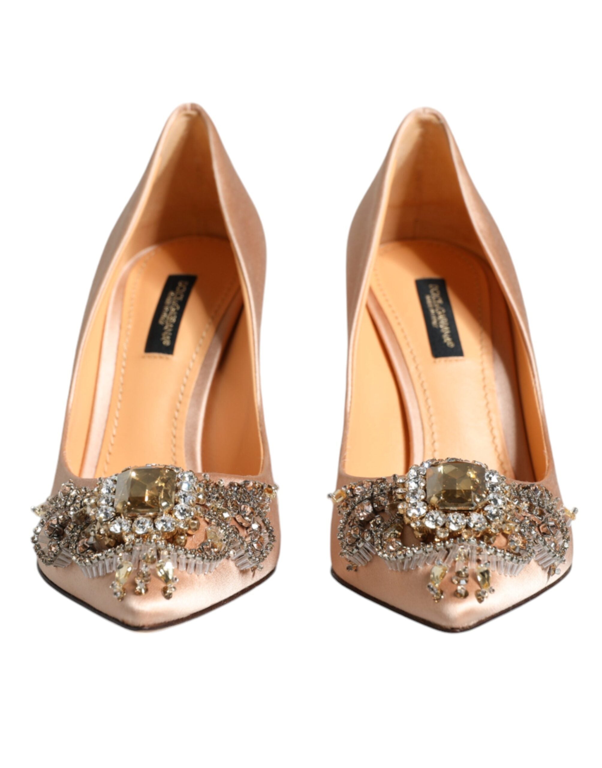 Dolce & Gabbana Beige Satin Crystal High Heels Pumps Shoes -   -  Dolce & Gabbana.