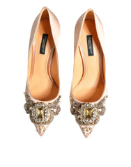 Dolce & Gabbana Beige Satin Crystal High Heels Pumps Shoes -   -  Dolce & Gabbana.