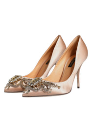 Dolce & Gabbana Beige Satin Crystal High Heels Pumps Shoes -   -  Dolce & Gabbana.