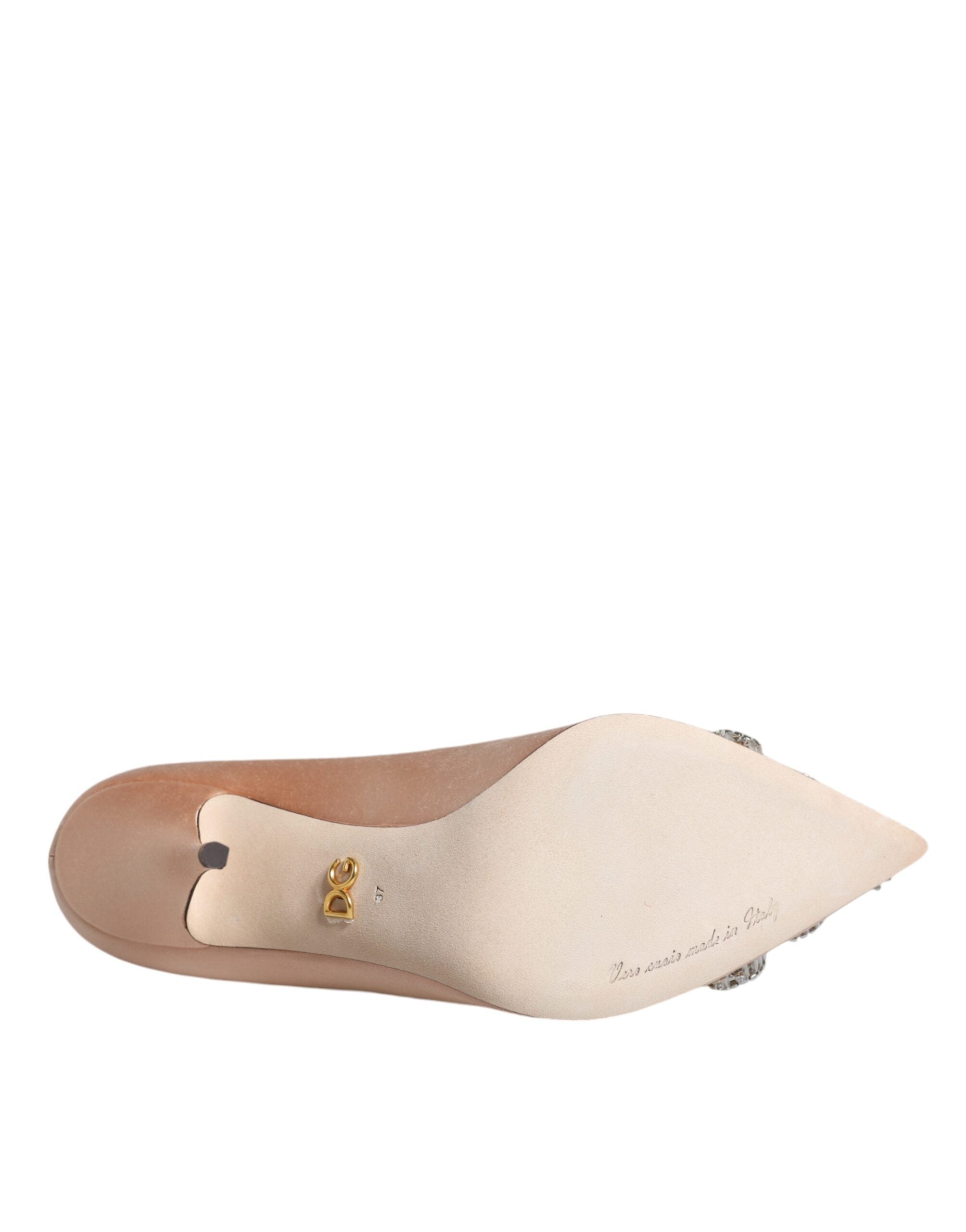 Dolce & Gabbana Beige Satin Crystal High Heels Pumps Shoes -   -  Dolce & Gabbana.