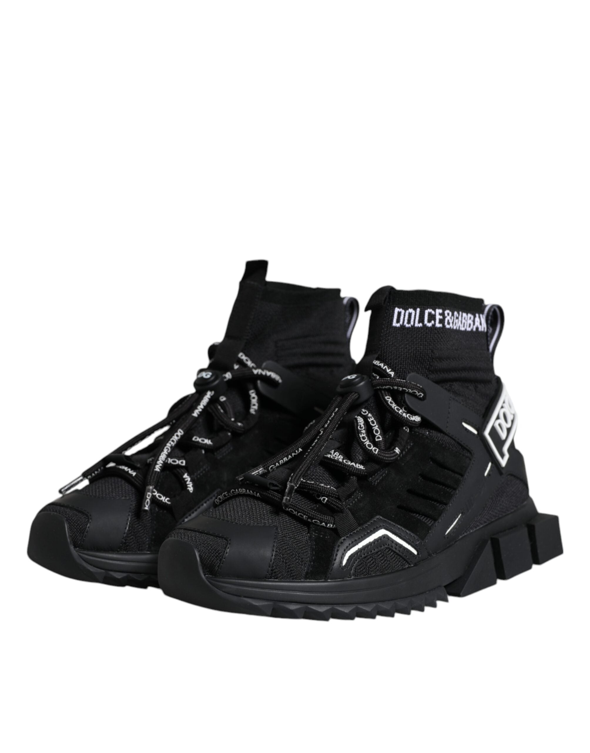 Dolce & Gabbana Black Sorrento Socks Logo Sneakers Shoes -   -  Dolce & Gabbana.