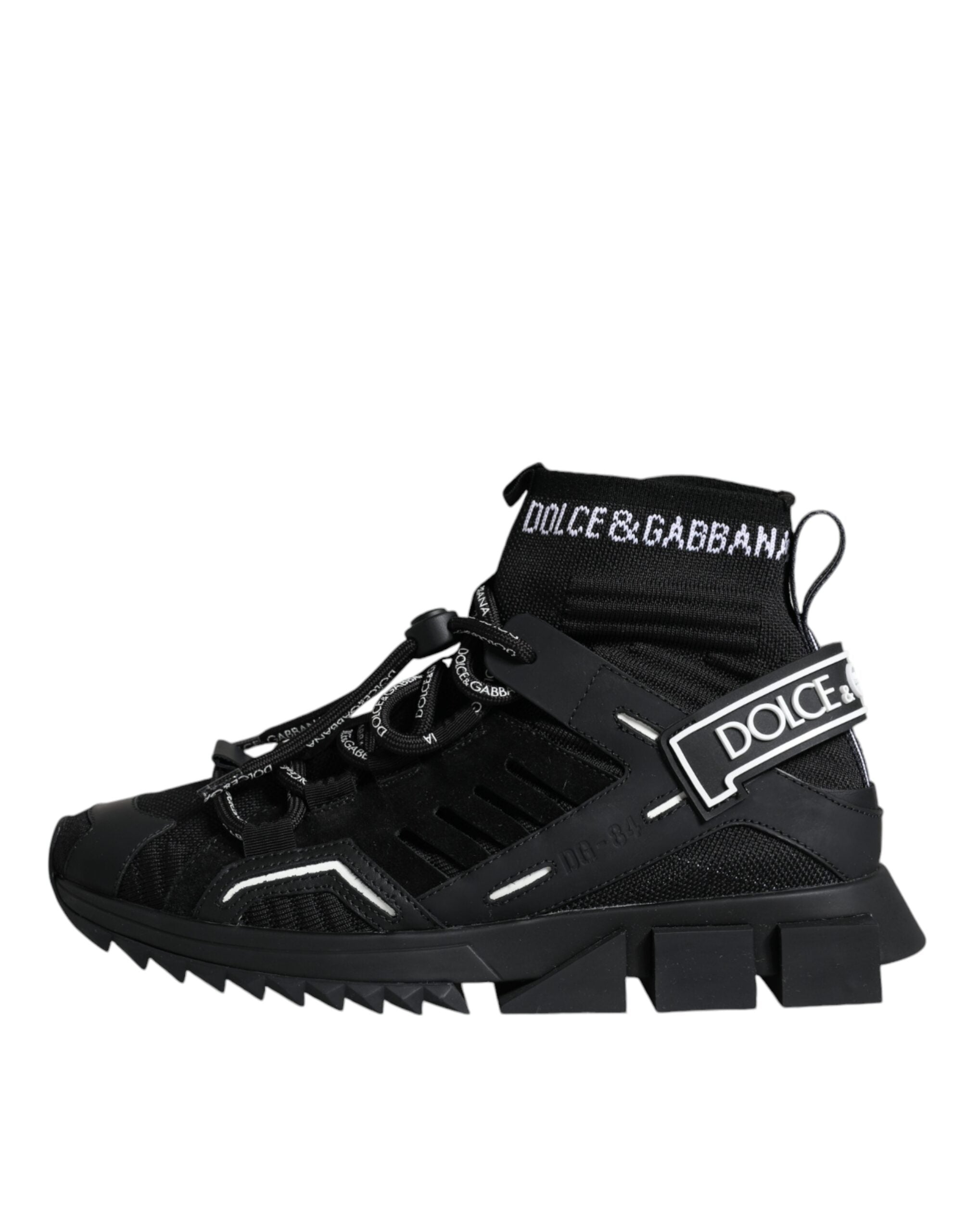 Dolce & Gabbana Black Sorrento Socks Logo Sneakers Shoes -   -  Dolce & Gabbana.