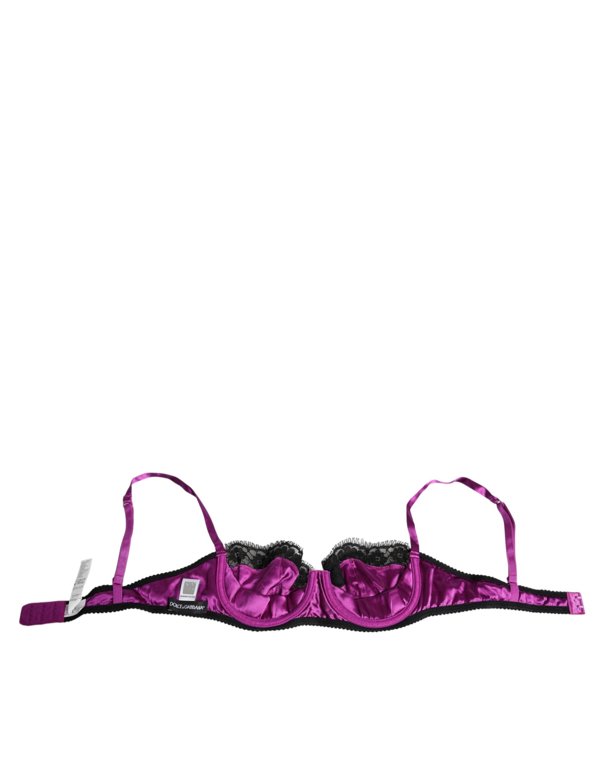 Dolce & Gabbana Purple Silk Underwired Balconette Bra Underwear -   -  Dolce & Gabbana.