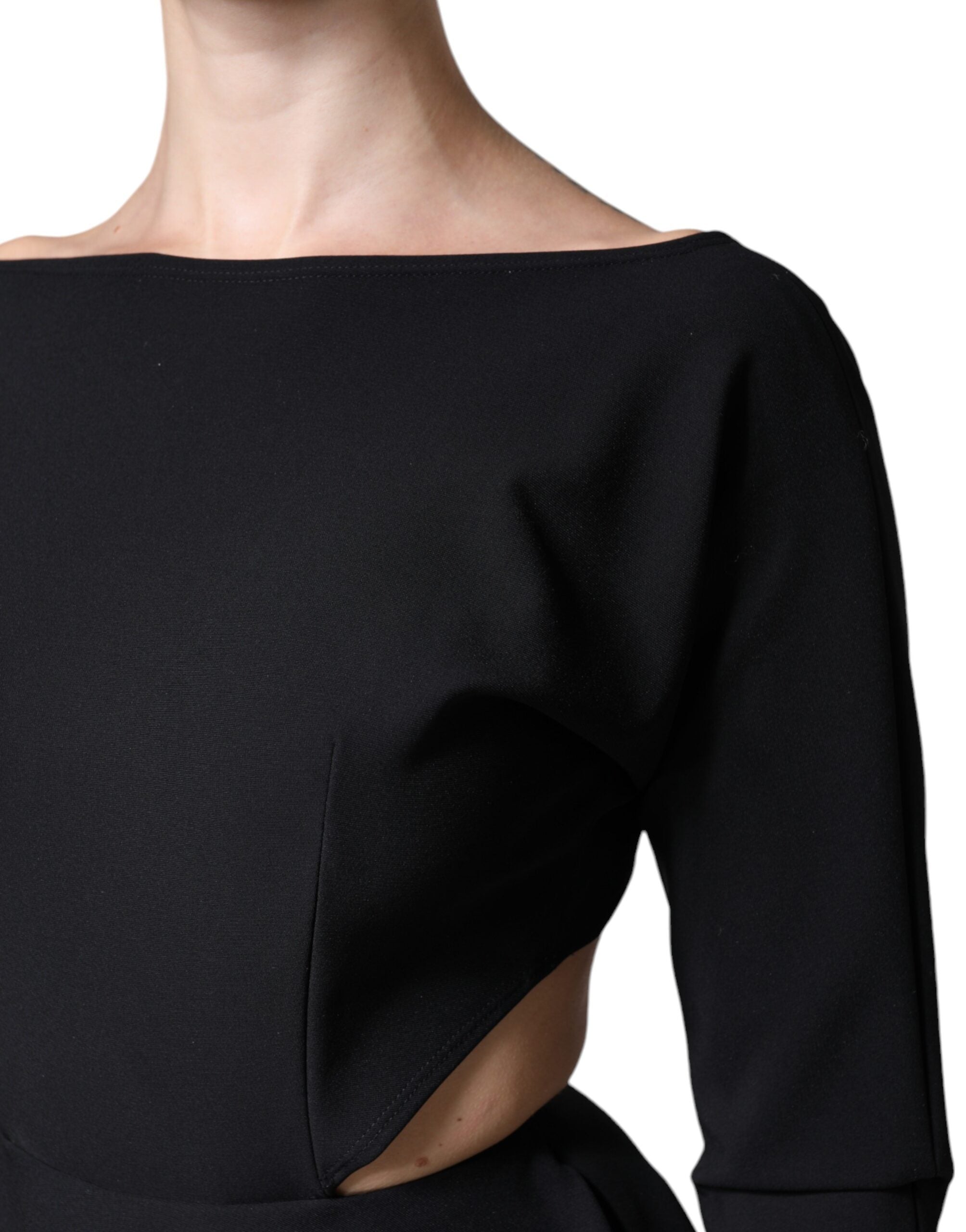 Dolce & Gabbana Black Viscose Cut Out A-line Long Sleeves Mini Dress -   -  Dolce & Gabbana.