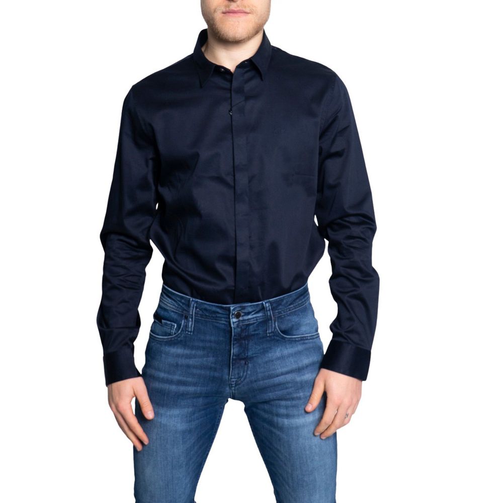 Armani Exchange Blue Cotton Shirt -   -  Armani Exchange.