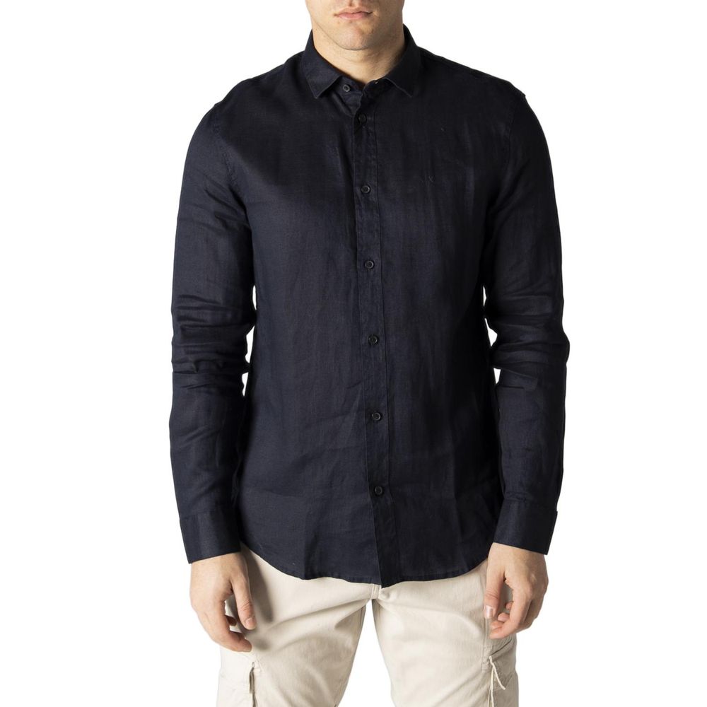 Armani Exchange Blue Linen Shirt -   -  Armani Exchange.