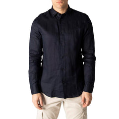 Armani Exchange Blue Linen Shirt -   -  Armani Exchange.