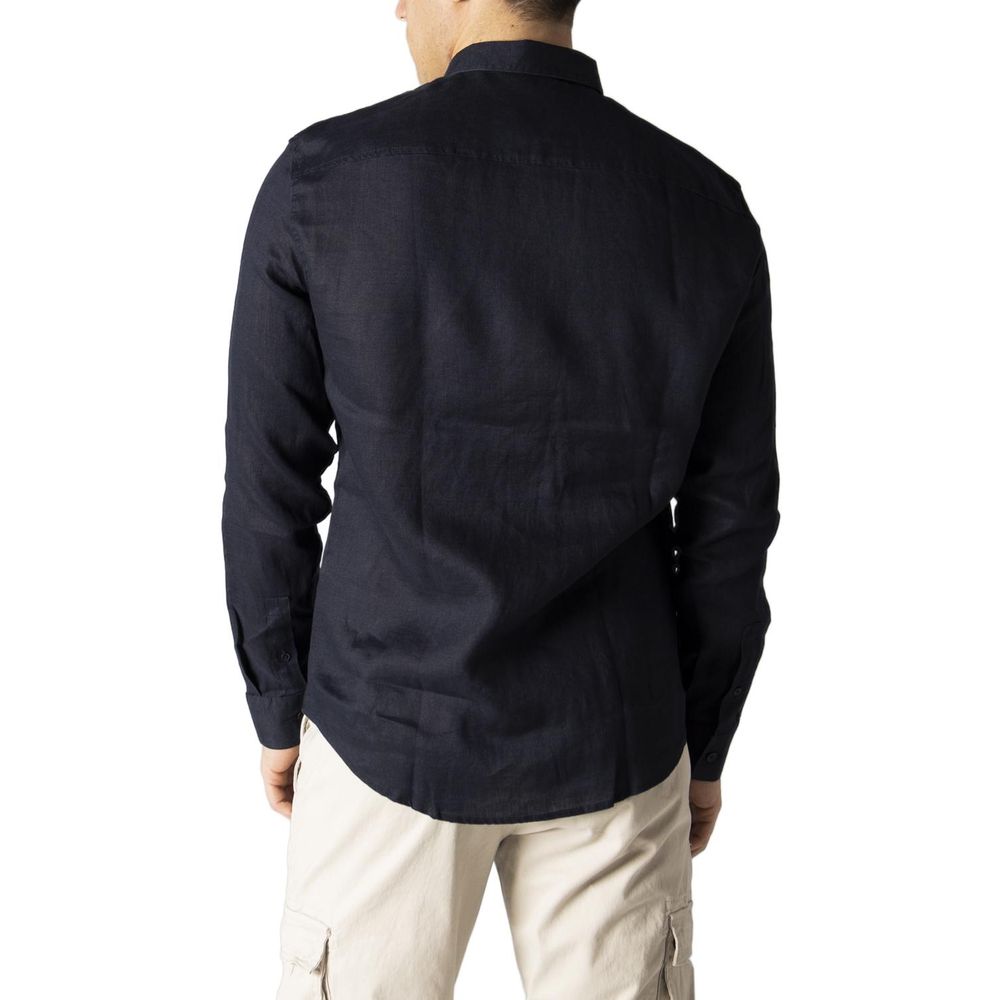 Armani Exchange Blue Linen Shirt -   -  Armani Exchange.