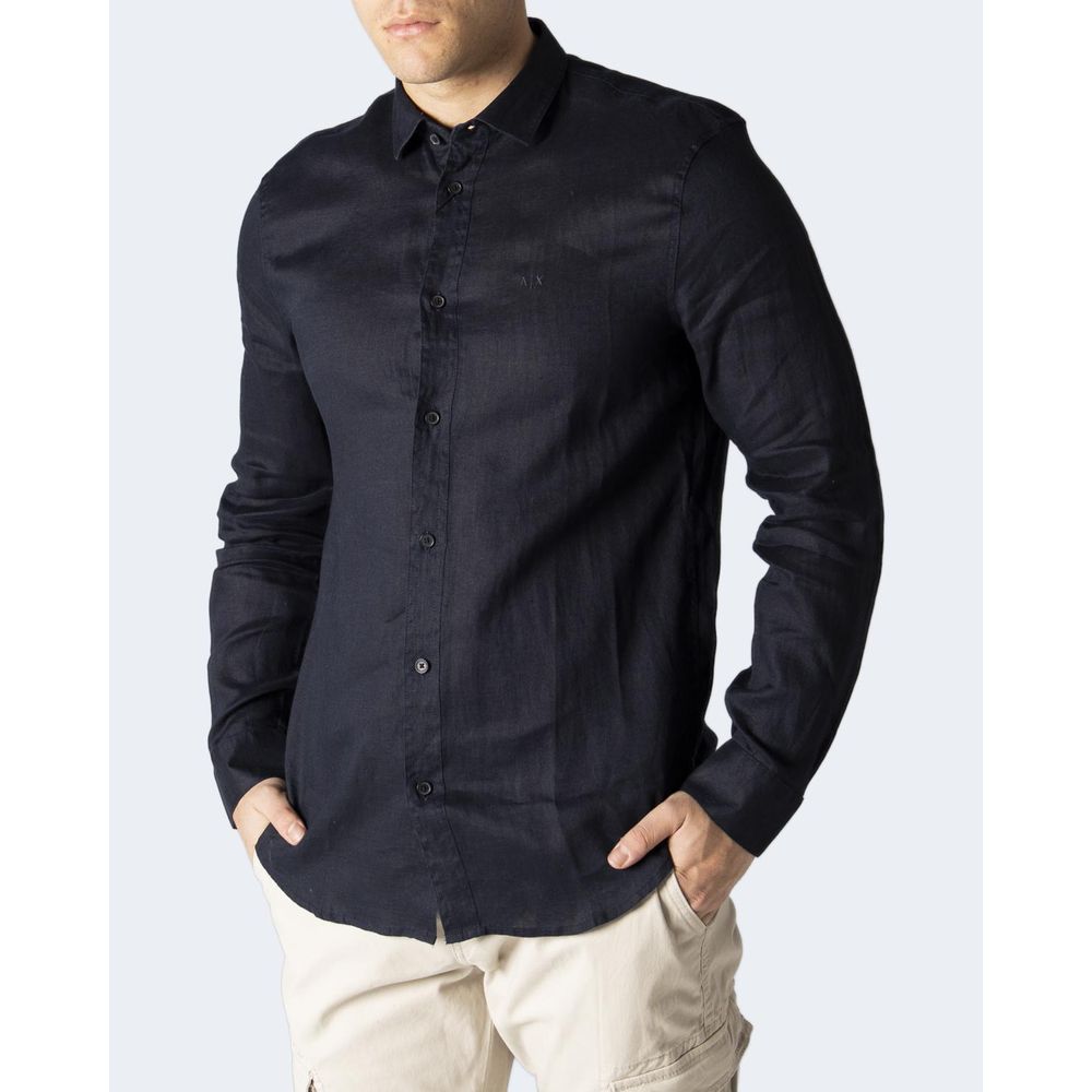 Armani Exchange Blue Linen Shirt -   -  Armani Exchange.