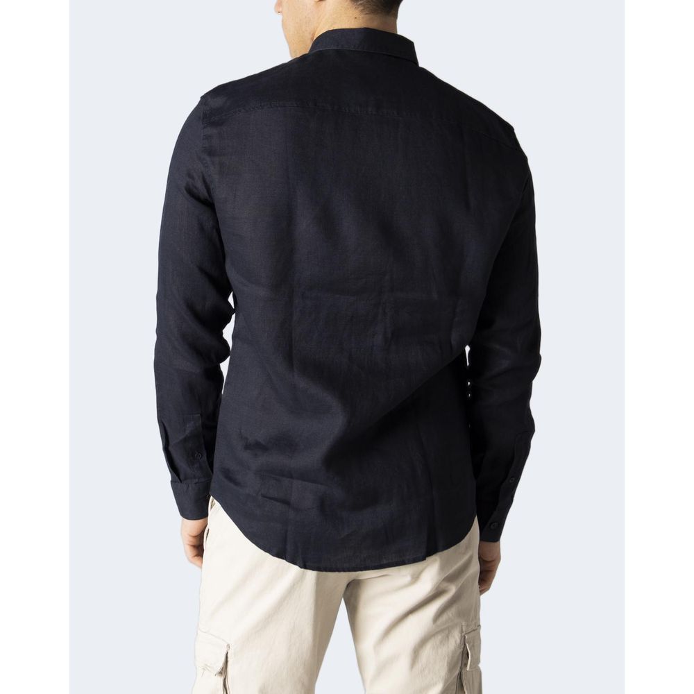 Armani Exchange Blue Linen Shirt -   -  Armani Exchange.