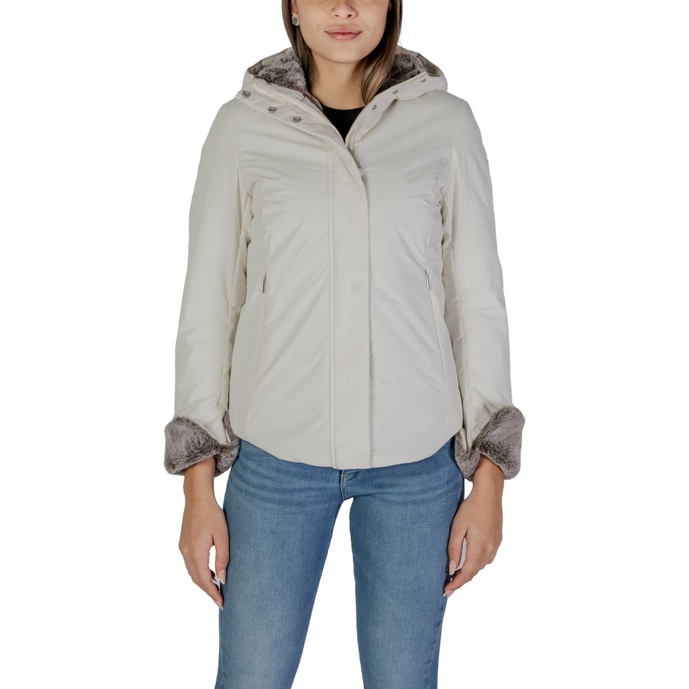 Suns Cream Polyester Jackets & Coat -   -  Suns.