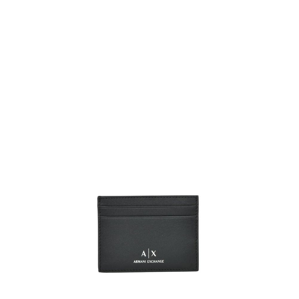 Armani Exchange Black Leather Cardholder -  Leather Wallet for Men -  Armani Exchange.