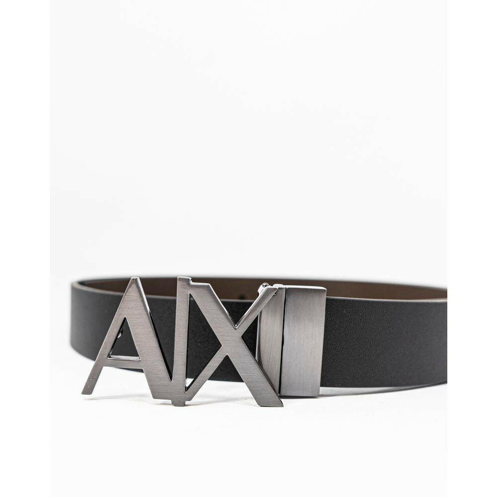 Armani Exchange Black Leather Belt -   -  Armani Exchange.