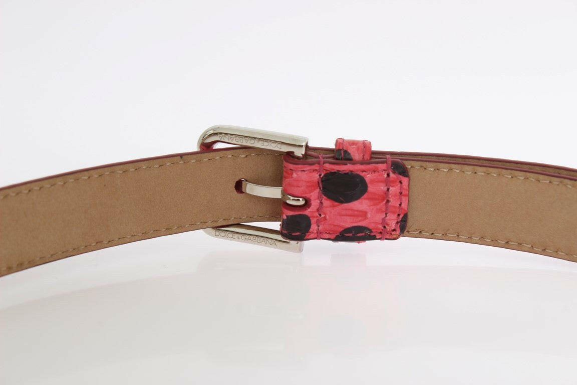 Dolce & Gabbana Pink Polka Snakeskin Silver Buckle Belt -   -  Dolce & Gabbana.