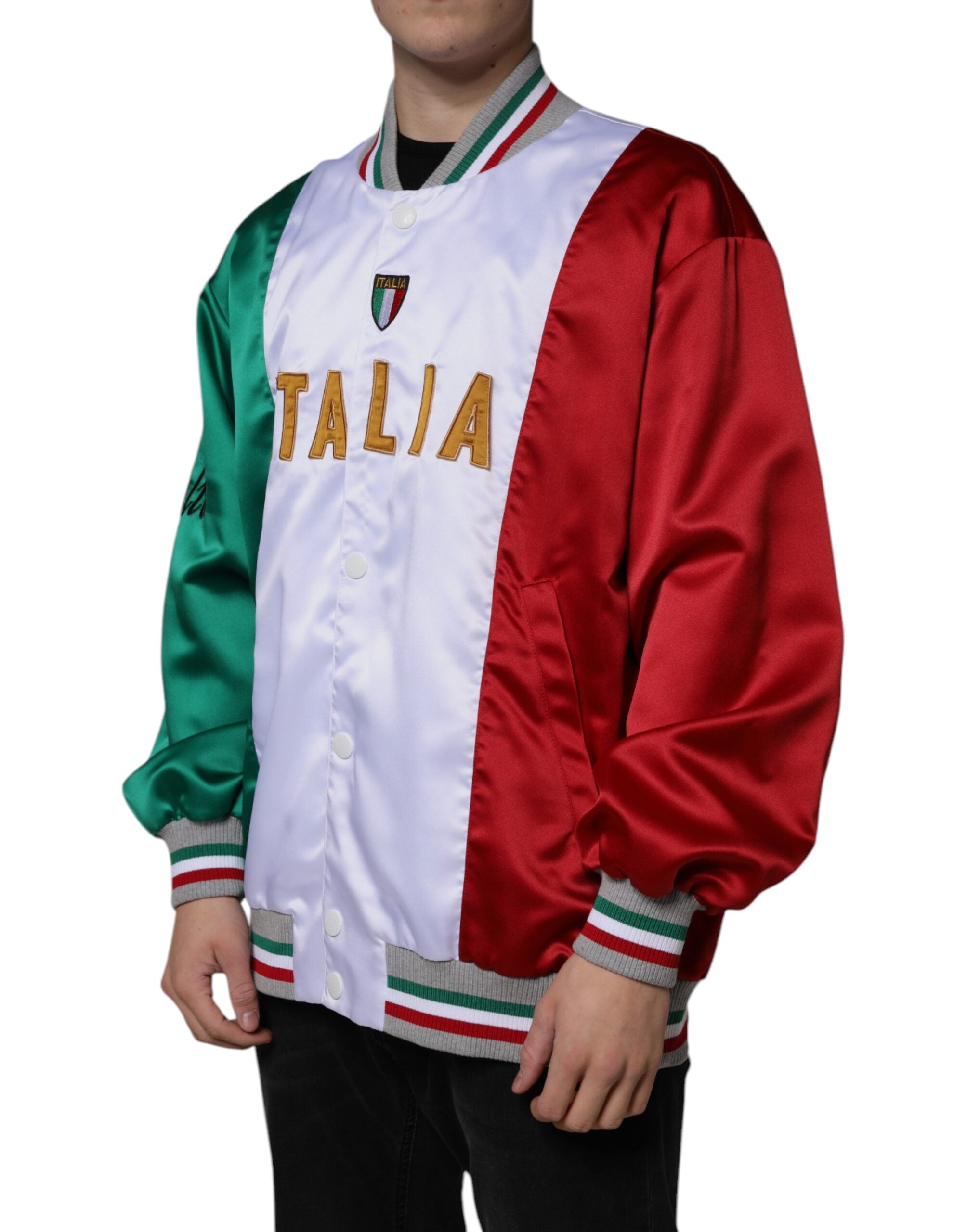 Dolce & Gabbana Multicolor Italia Button Down Bomber Jacket -   -  Dolce & Gabbana.
