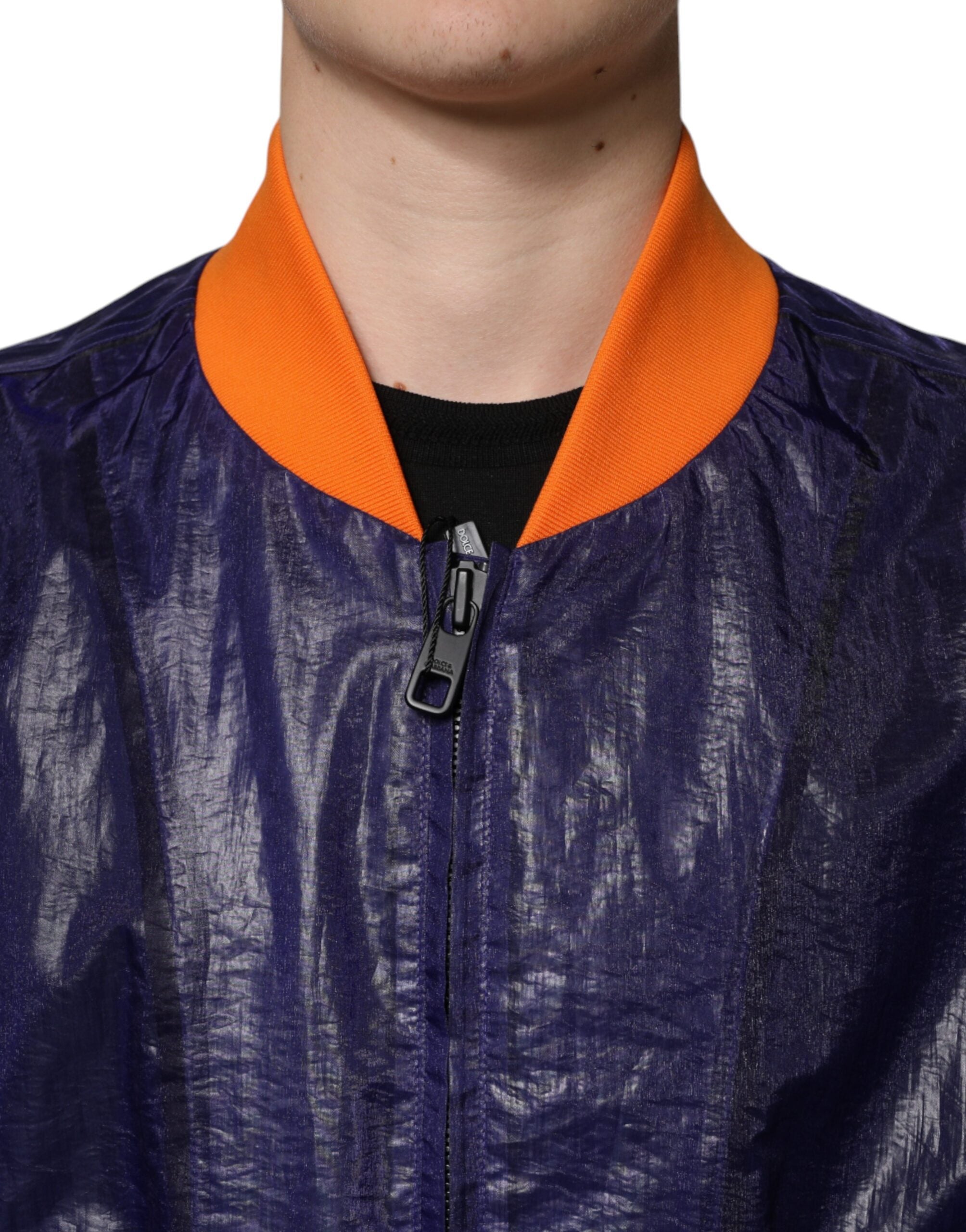 Dolce & Gabbana Blue Cotton Stretch Full Zip Bomber Jacket -   -  Dolce & Gabbana.