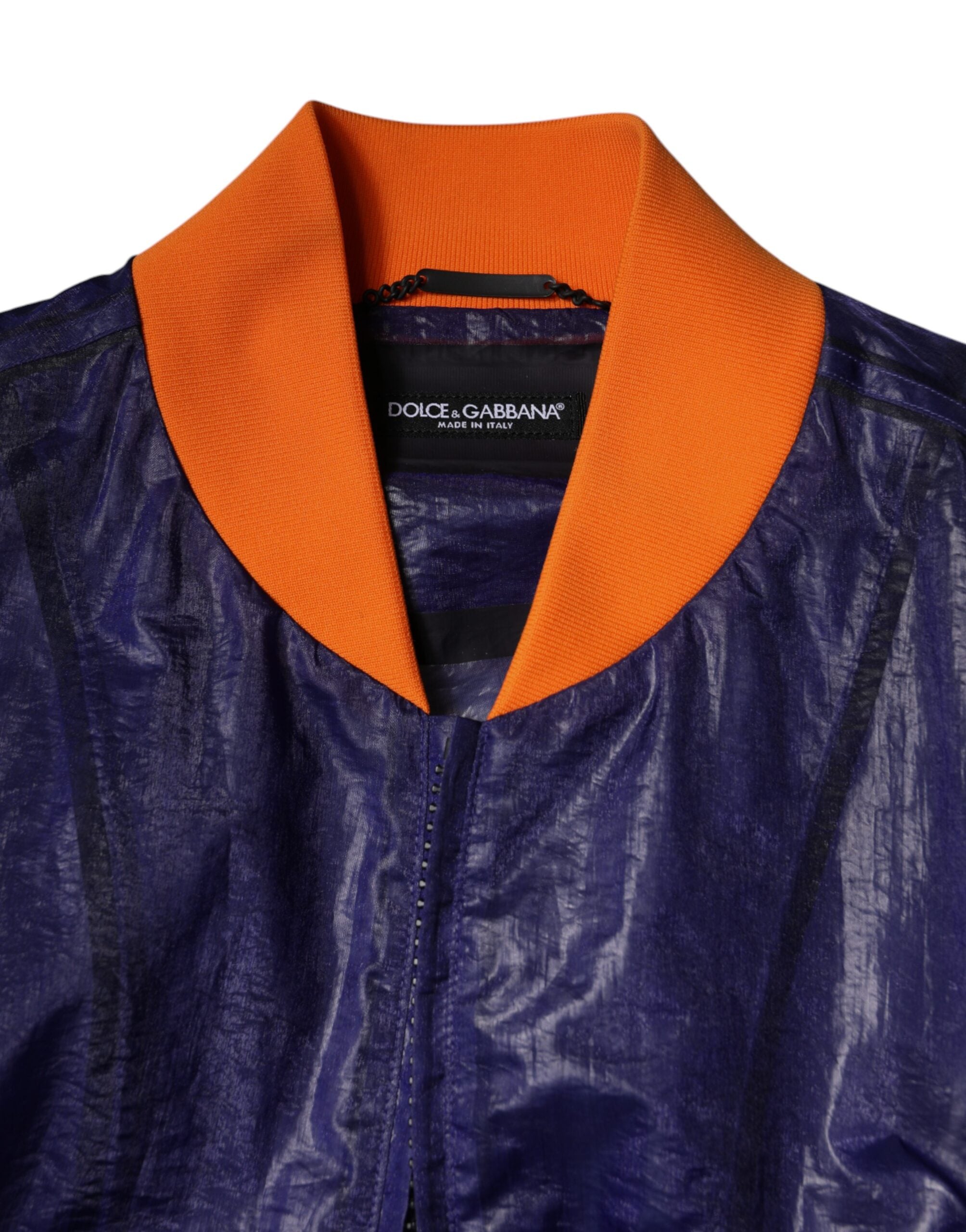 Dolce & Gabbana Blue Cotton Stretch Full Zip Bomber Jacket -   -  Dolce & Gabbana.