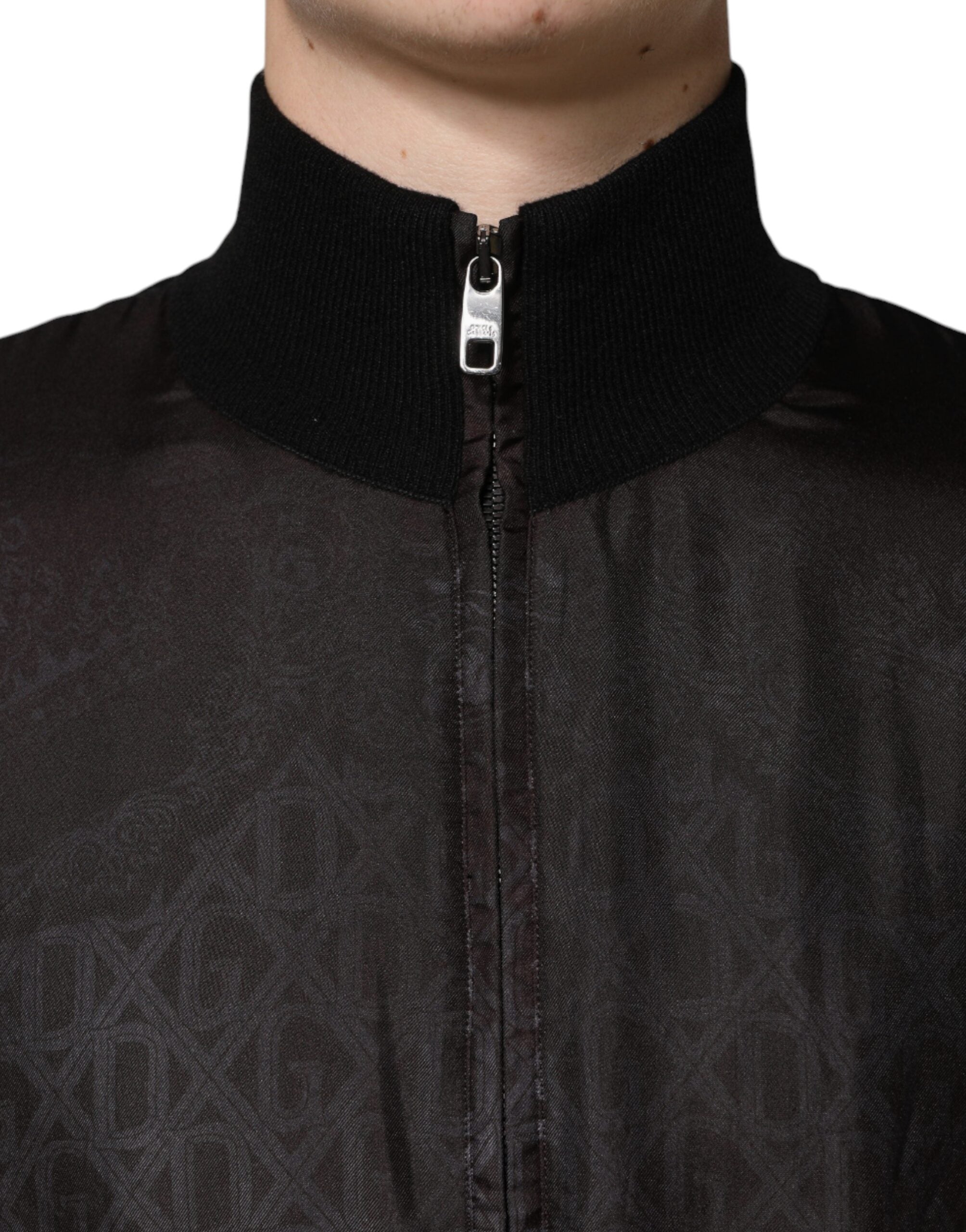 Dolce & Gabbana Black Logo Monogram Full Zip Bomber Jacket -   -  Dolce & Gabbana.