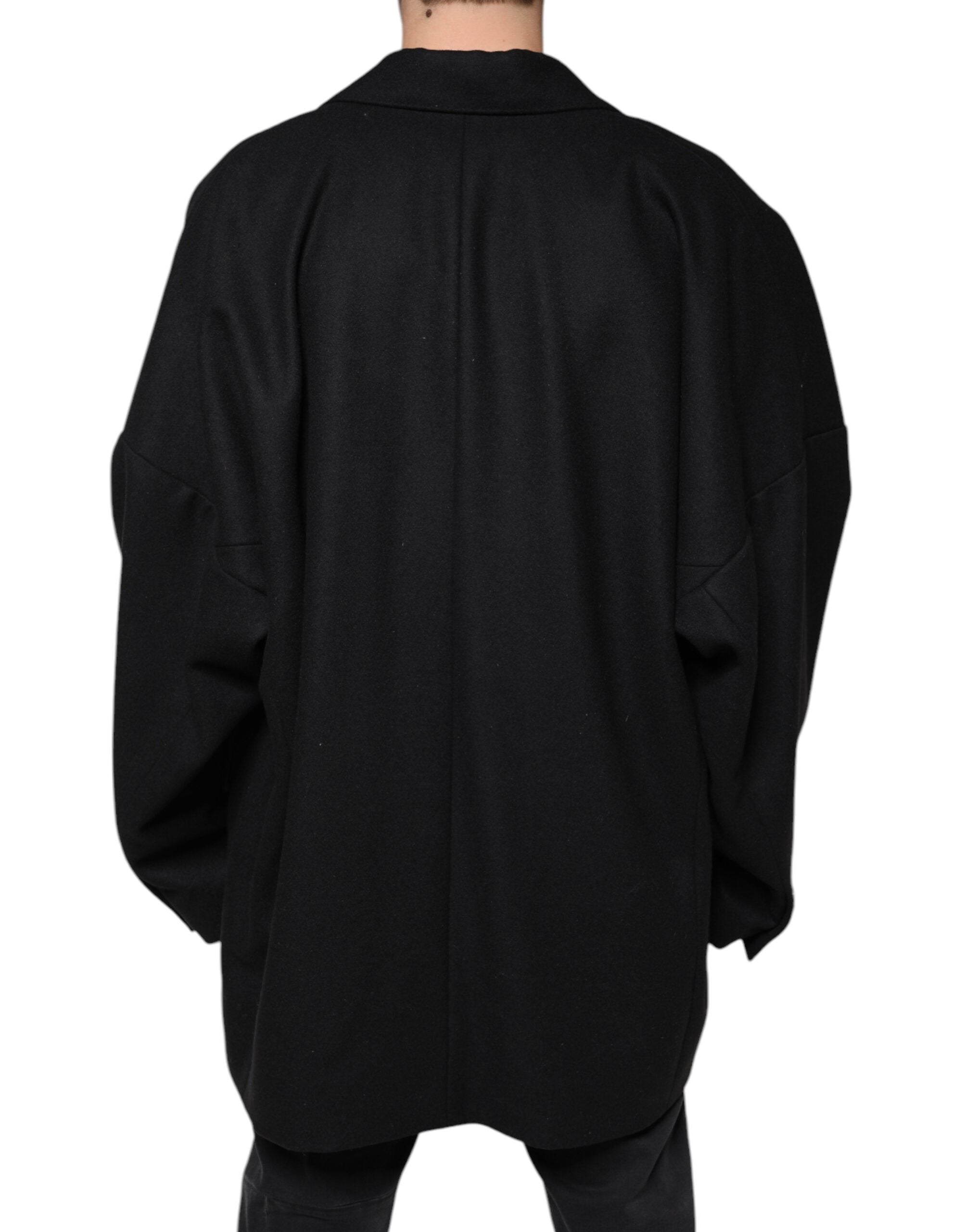 Dolce & Gabbana Black Wool Double Breasted Men Coat Jacket -   -  Dolce & Gabbana.
