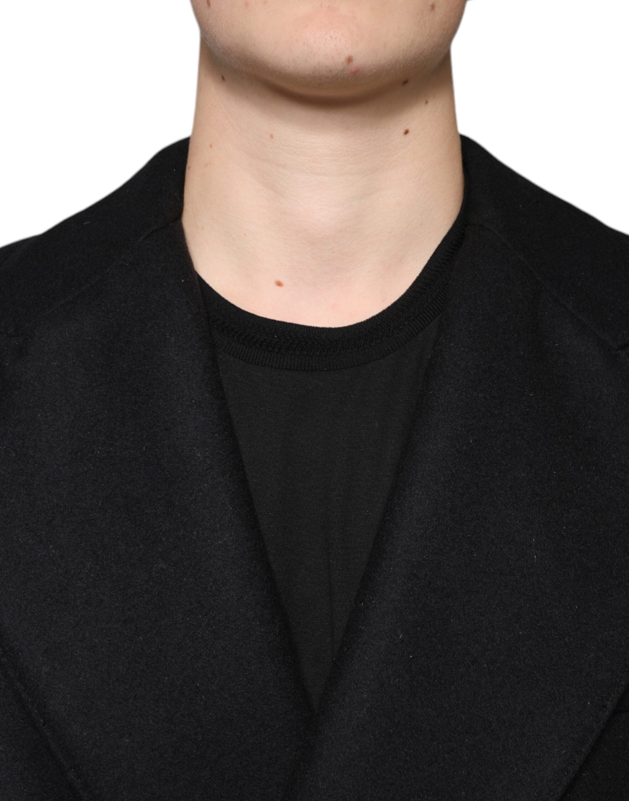 Dolce & Gabbana Black Wool Double Breasted Men Coat Jacket -   -  Dolce & Gabbana.