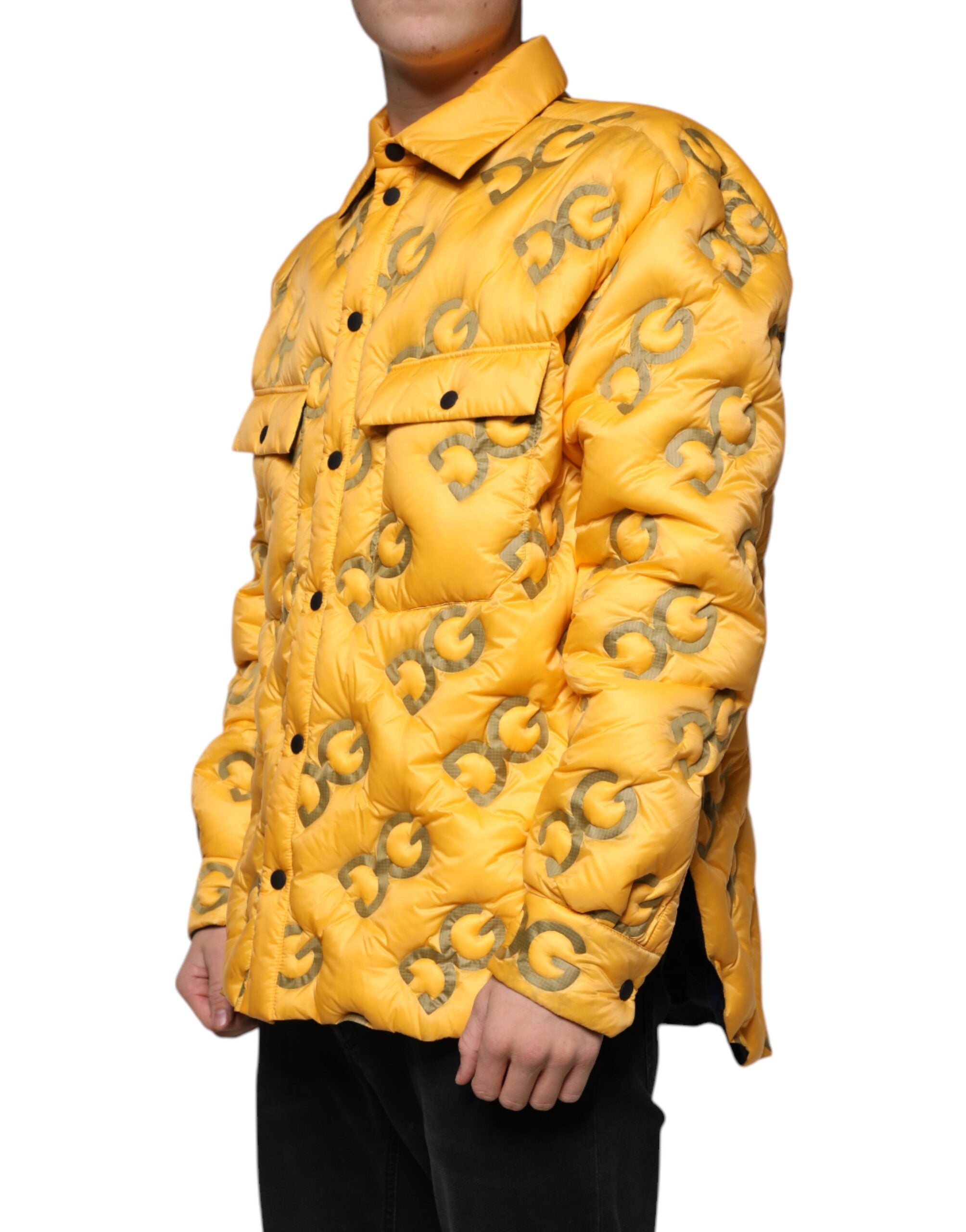 Dolce & Gabbana Yellow Logo Padded Buttoned Blouson Jacket -   -  Dolce & Gabbana.