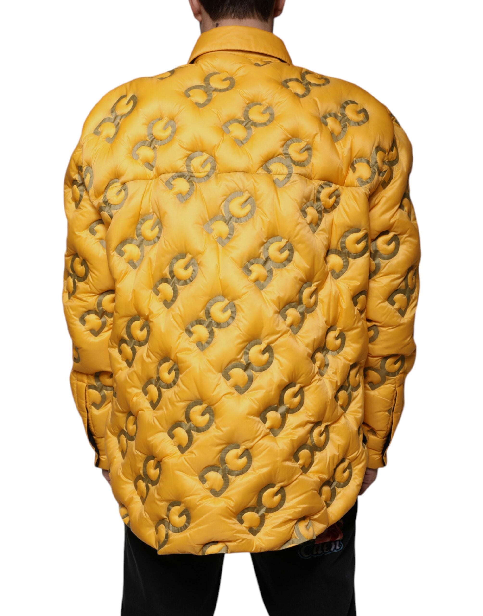 Dolce & Gabbana Yellow Logo Padded Buttoned Blouson Jacket -   -  Dolce & Gabbana.