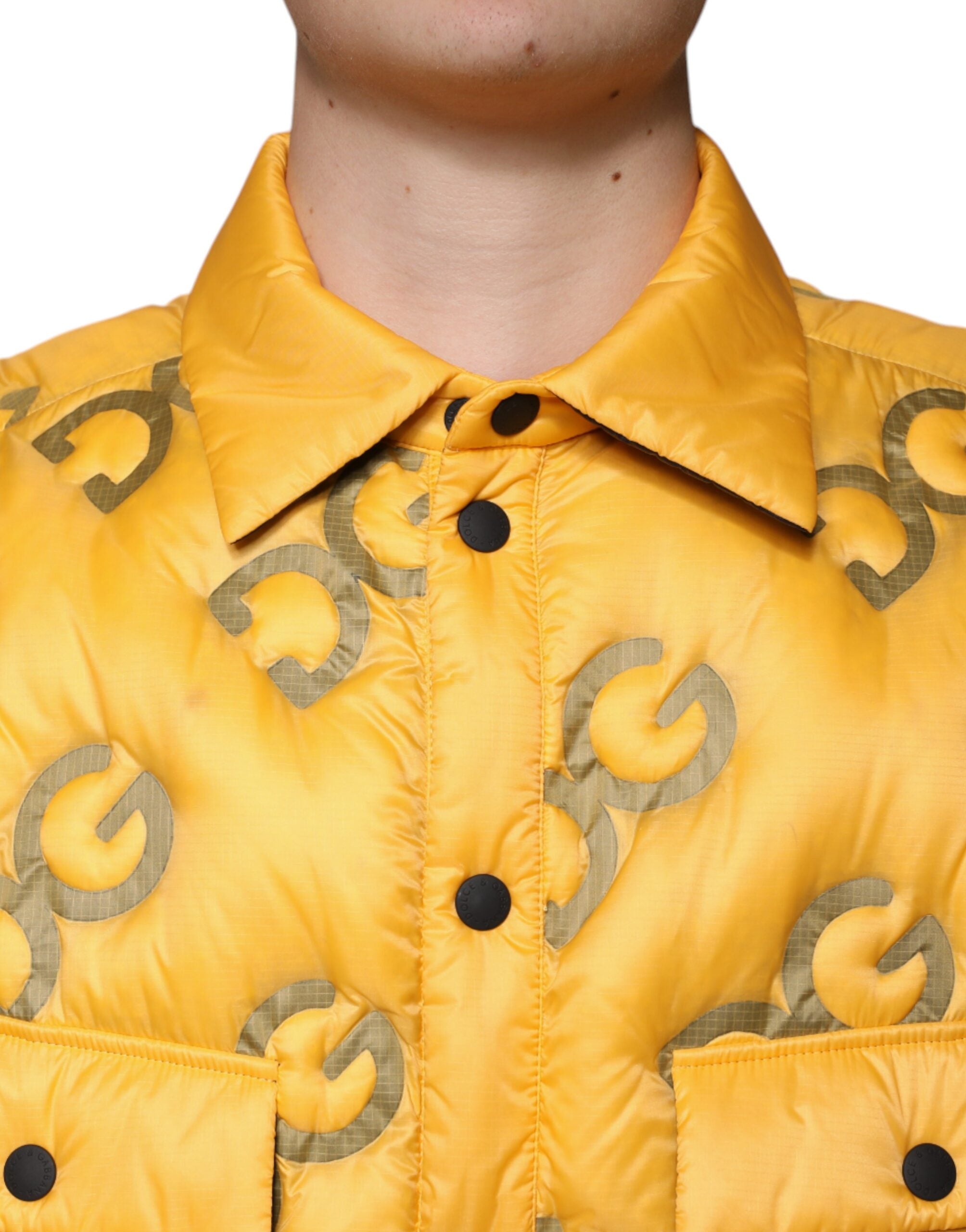 Dolce & Gabbana Yellow Logo Padded Buttoned Blouson Jacket -   -  Dolce & Gabbana.
