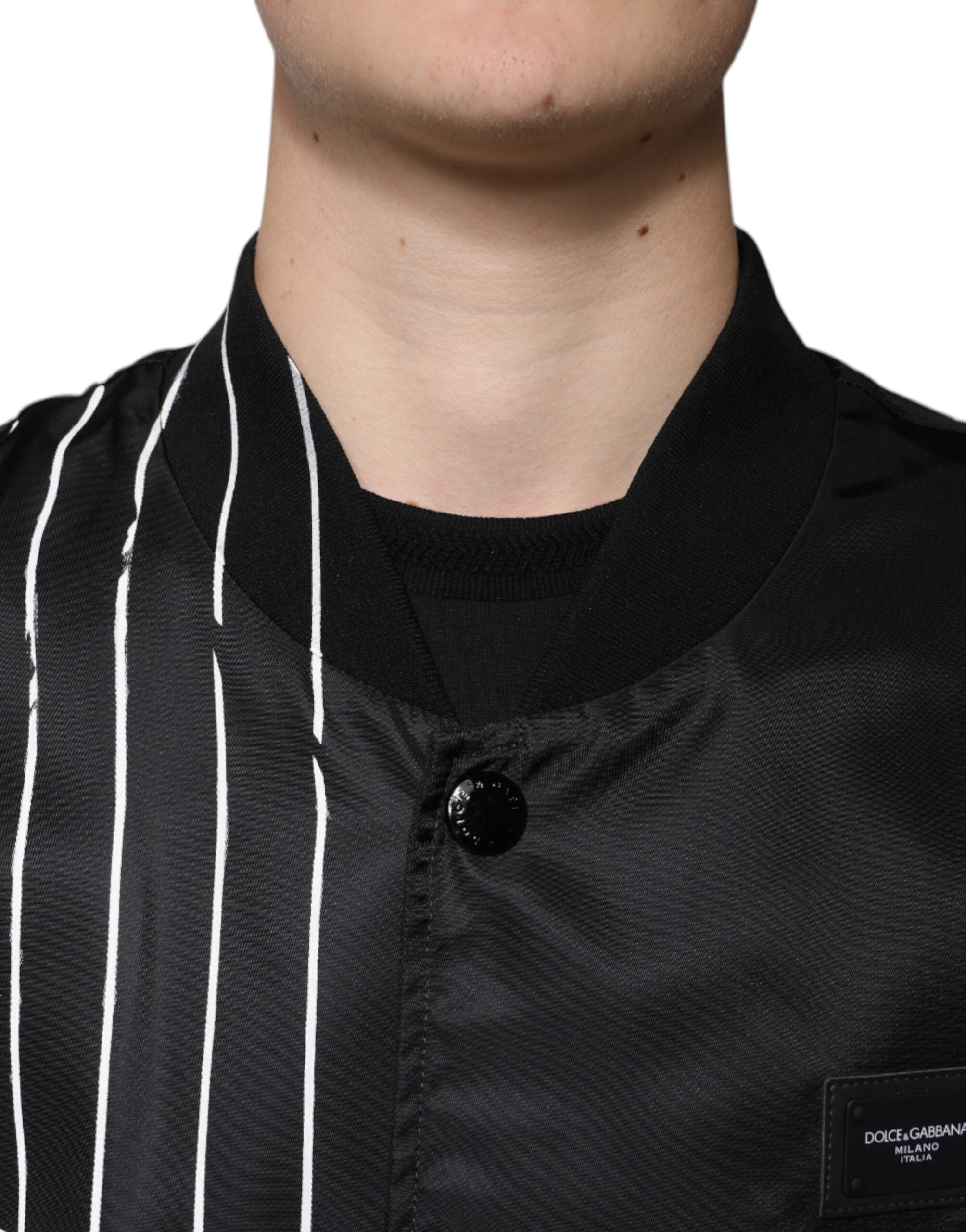 Dolce & Gabbana Black Polka Dot Stripe Nylon Bomber Jacket -   -  Dolce & Gabbana.