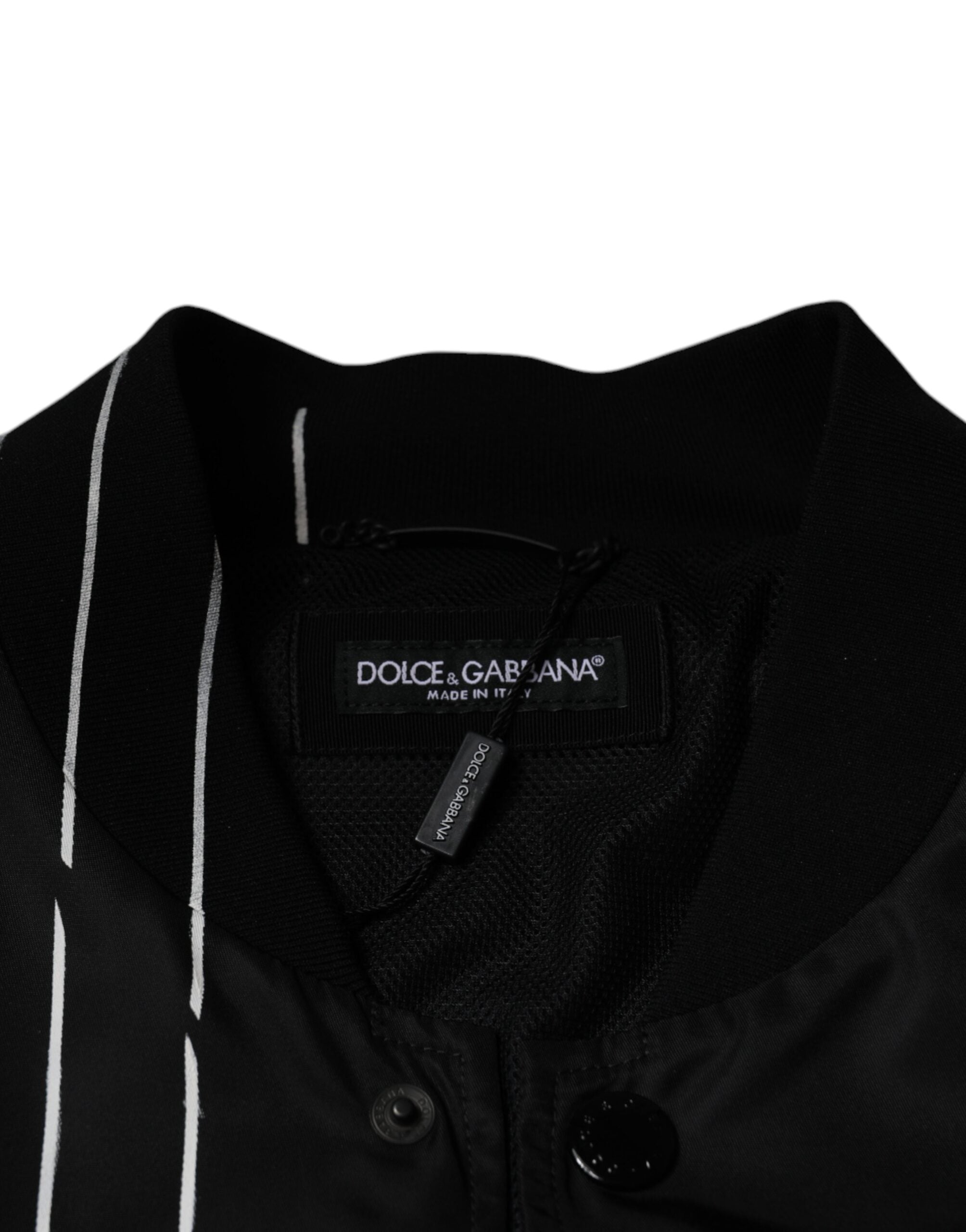 Dolce & Gabbana Black Polka Dot Stripe Nylon Bomber Jacket -   -  Dolce & Gabbana.