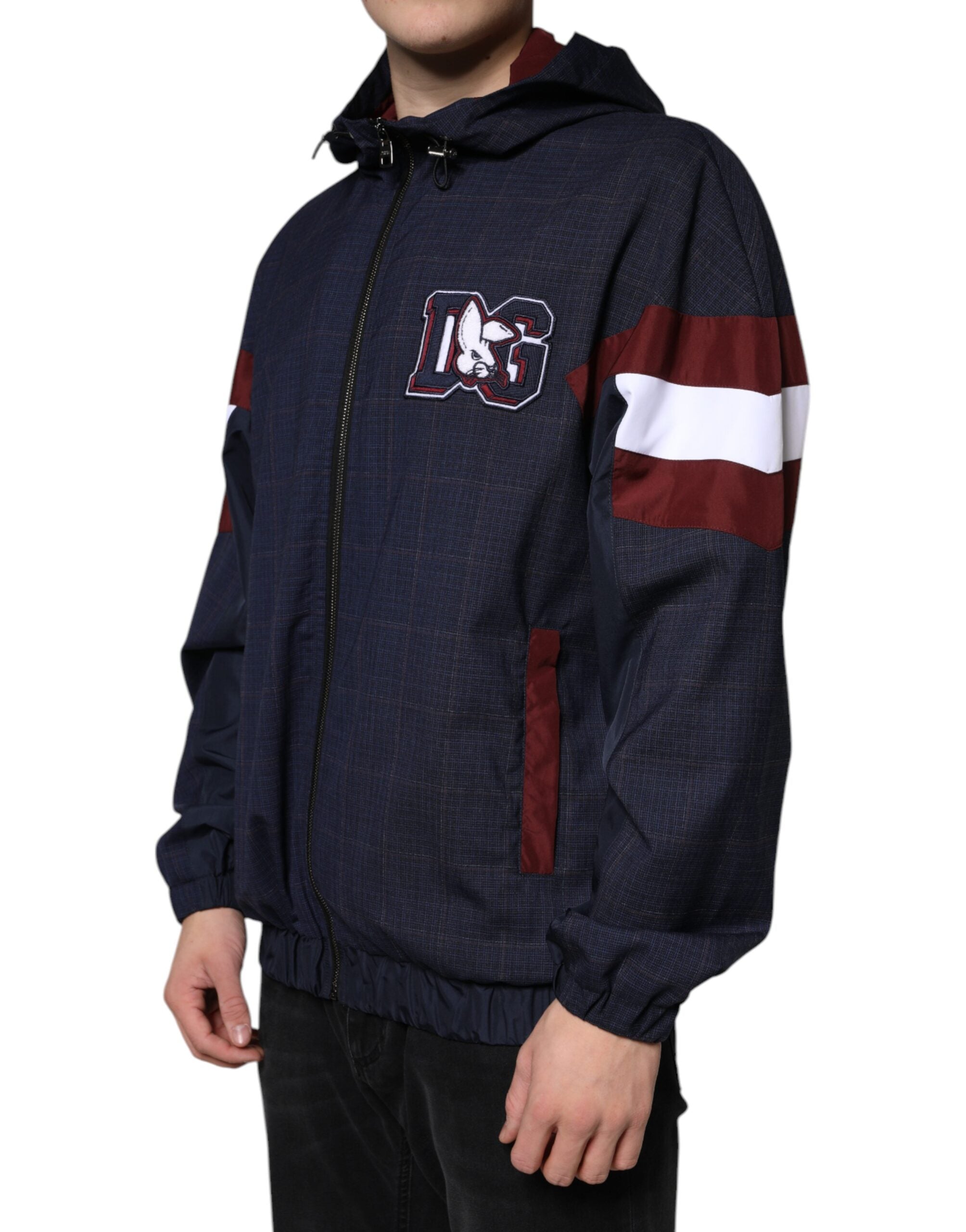 Dolce & Gabbana Blue Logo Full Zip Hooded Men Bomber Jacket -   -  Dolce & Gabbana.