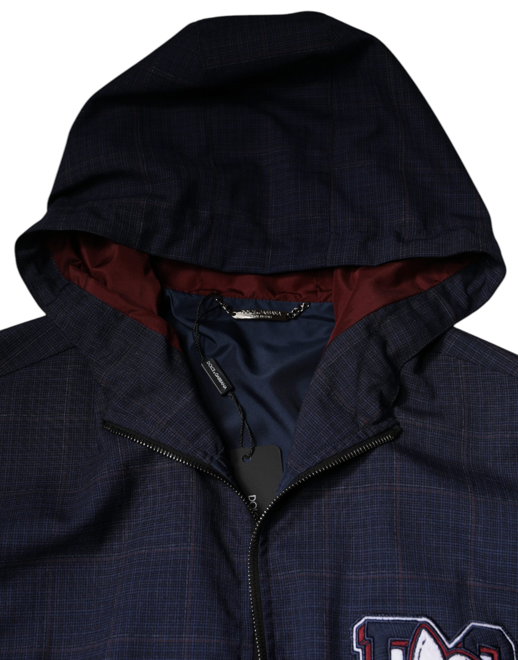 Dolce & Gabbana Blue Logo Full Zip Hooded Men Bomber Jacket -   -  Dolce & Gabbana.