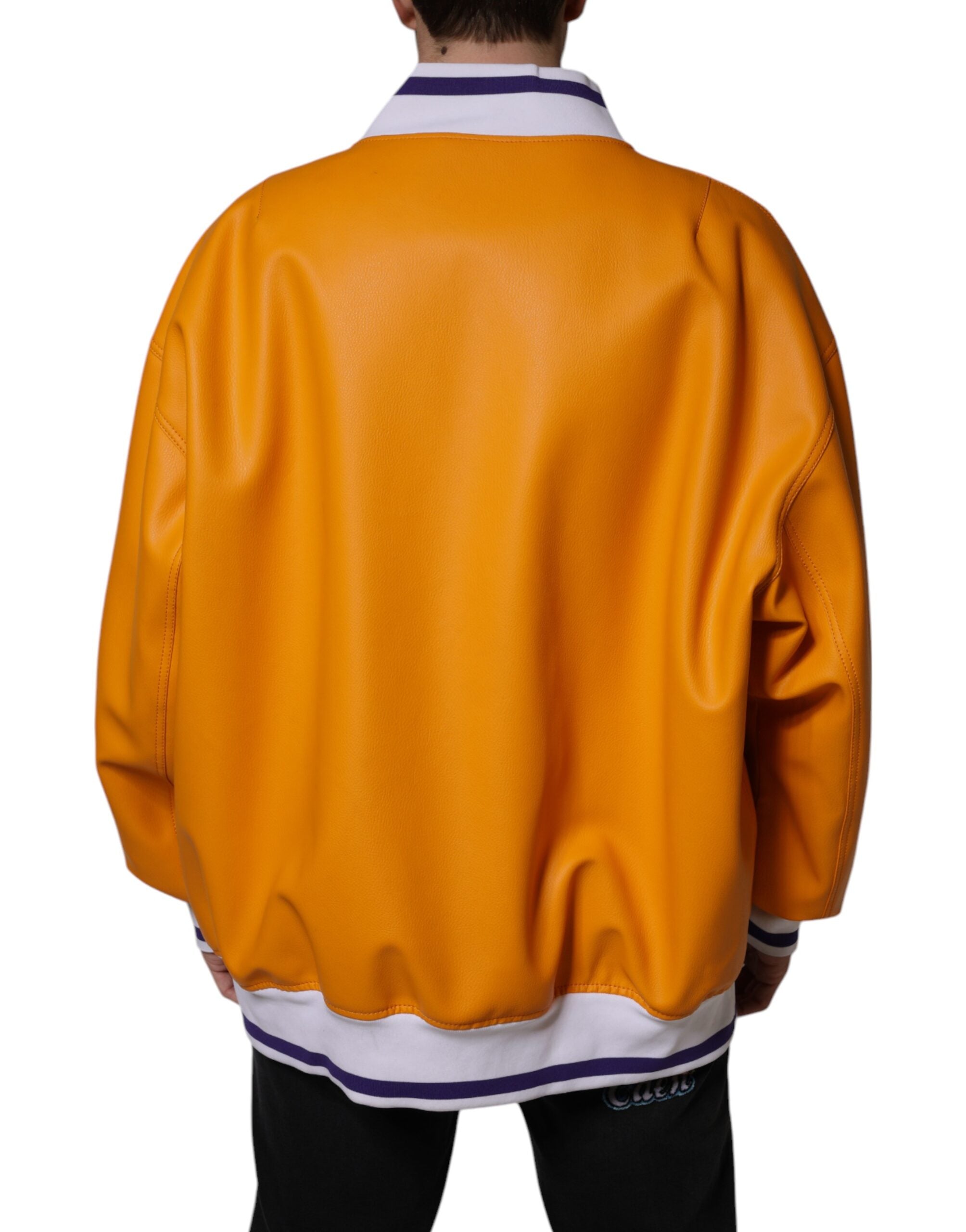 Dolce & Gabbana Orange White Full Zip Jersey Bomber Jacket -   -  Dolce & Gabbana.