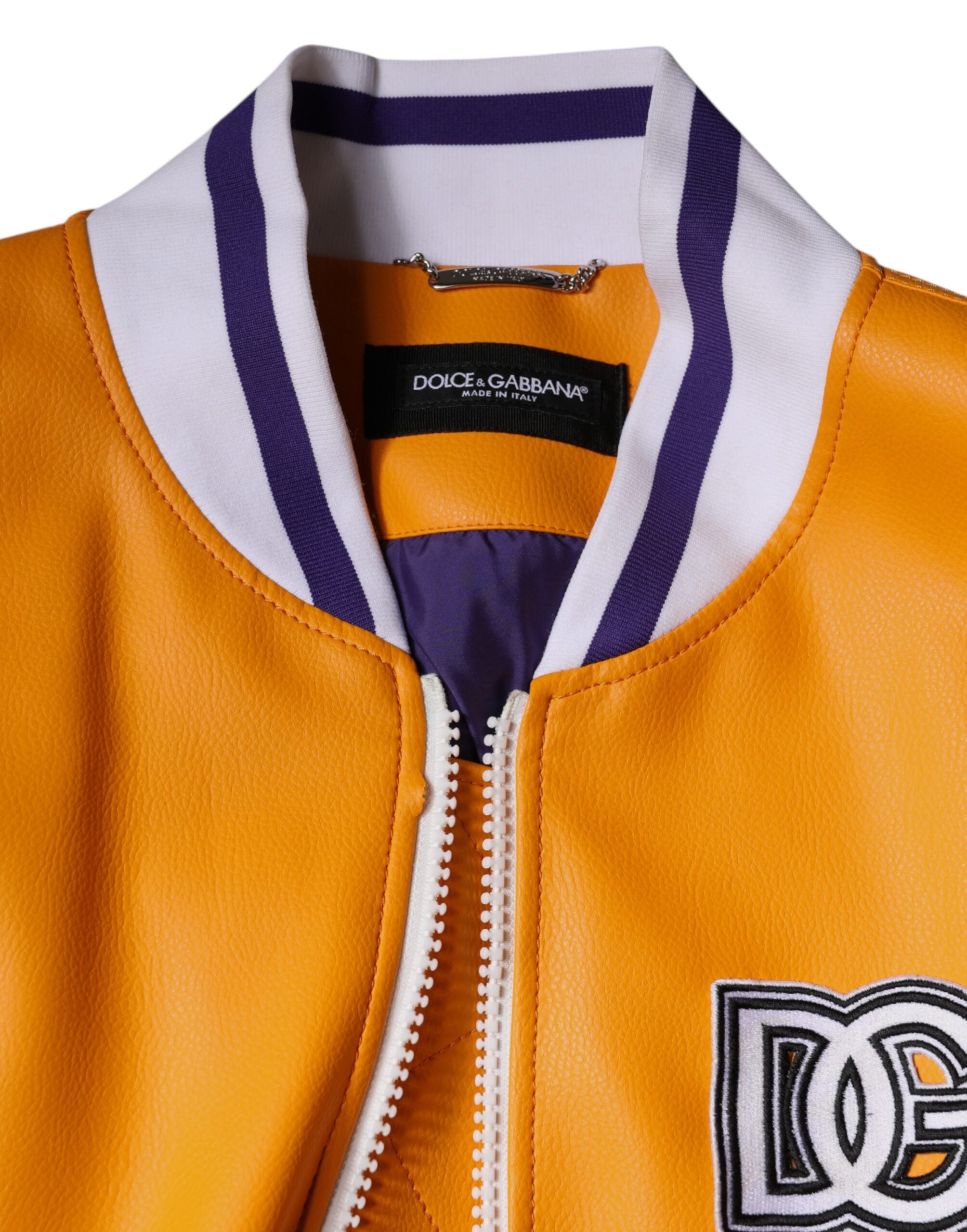 Dolce & Gabbana Orange White Full Zip Jersey Bomber Jacket -   -  Dolce & Gabbana.