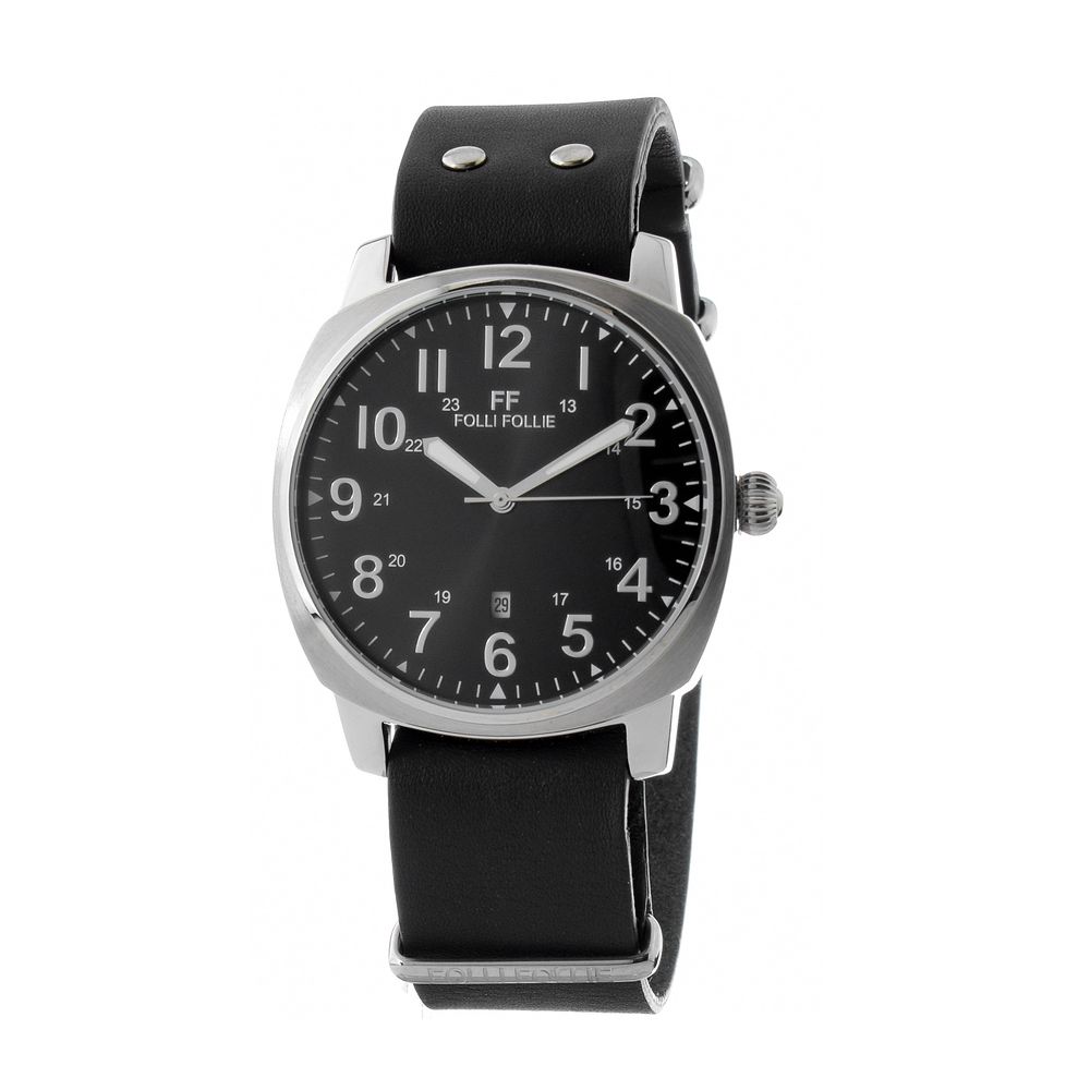 Folli Follie Black Leather Watch -   -  Folli Follie.