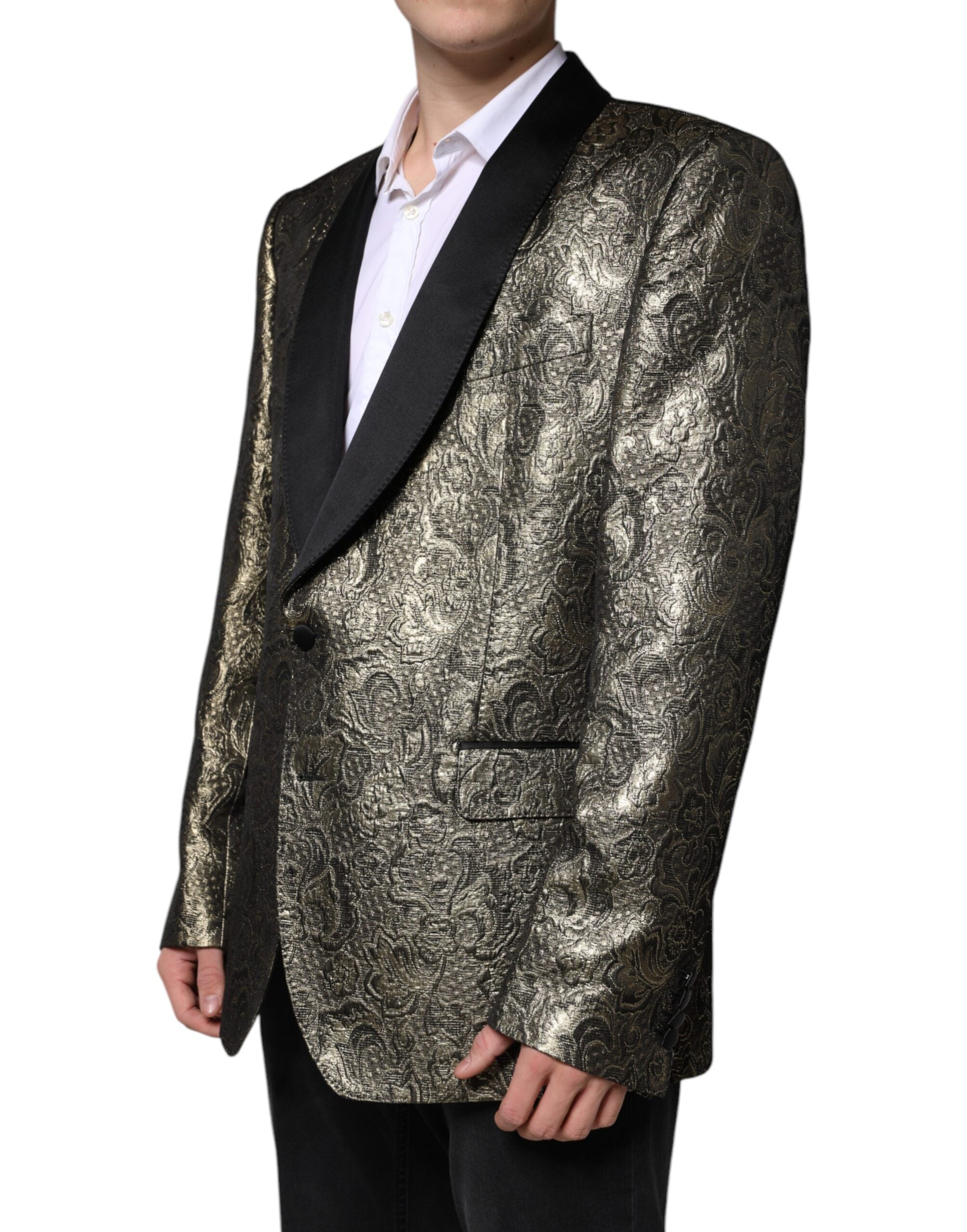Dolce & Gabbana Gold SICILIA Jacquard Single Breasted Coat Blazer -   -  Dolce & Gabbana.
