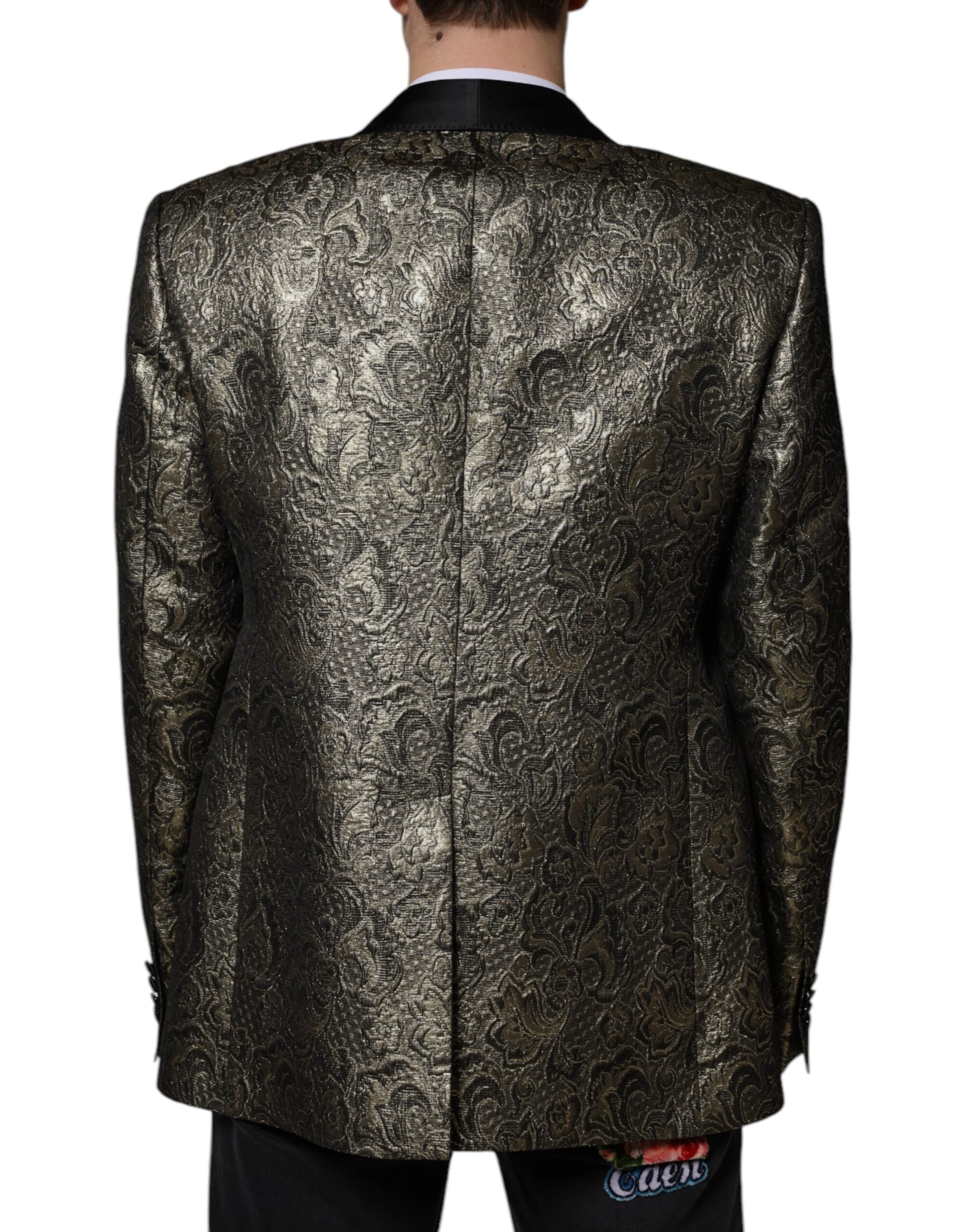 Dolce & Gabbana Gold SICILIA Jacquard Single Breasted Coat Blazer -   -  Dolce & Gabbana.
