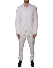 Dolce & Gabbana White Wool Silk 3 Piece SlimFit Formal Suit -   -  Dolce & Gabbana.