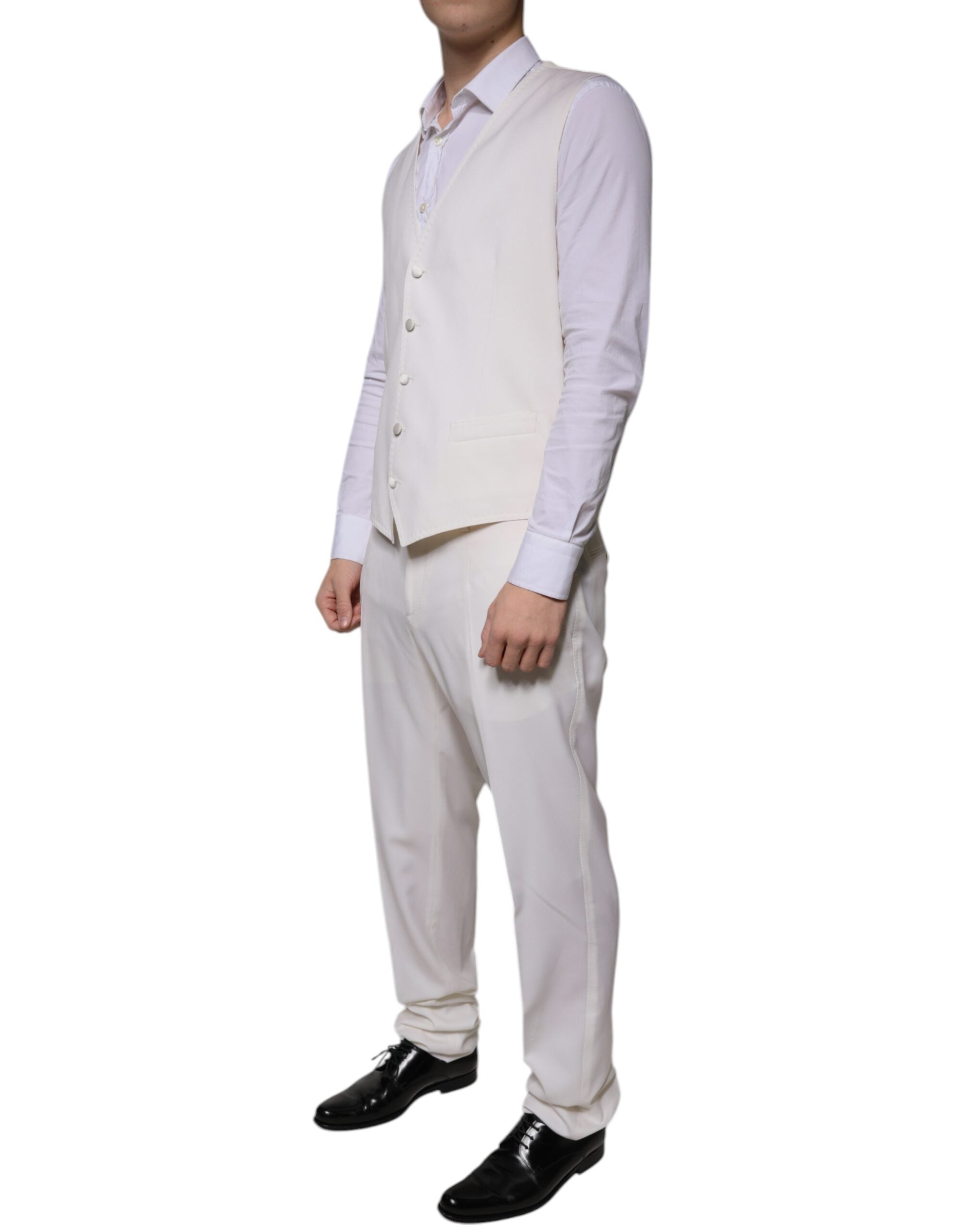 Dolce & Gabbana White Wool Silk 3 Piece SlimFit Formal Suit -   -  Dolce & Gabbana.