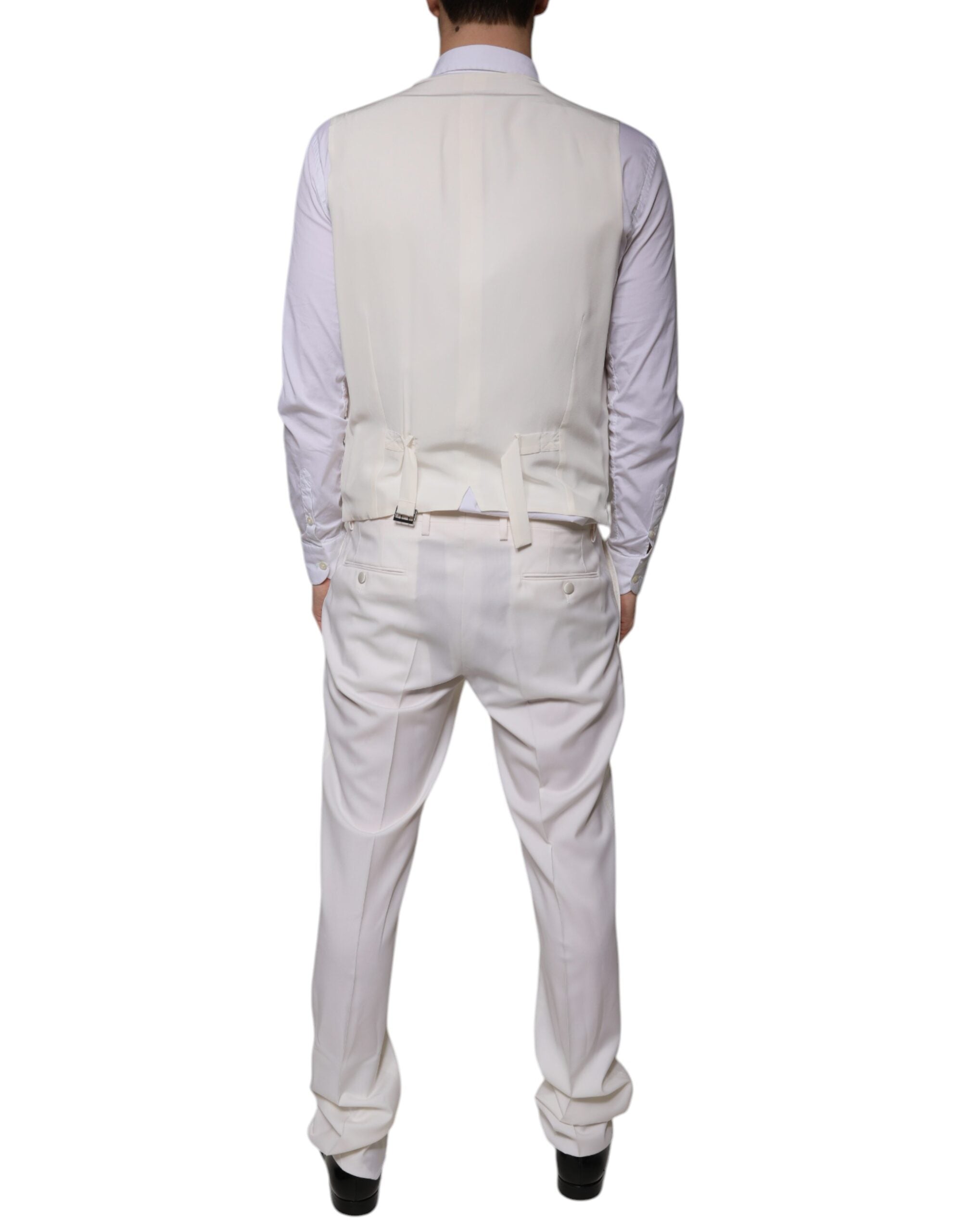 Dolce & Gabbana White Wool Silk 3 Piece SlimFit Formal Suit -   -  Dolce & Gabbana.