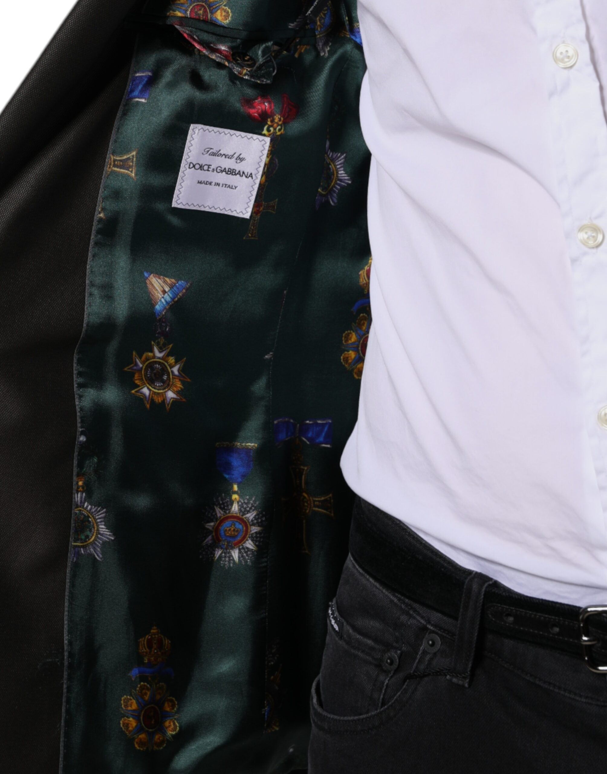 Dolce & Gabbana Blazer Brown Green Bee Wool Jacket Coat -   -  Dolce & Gabbana.