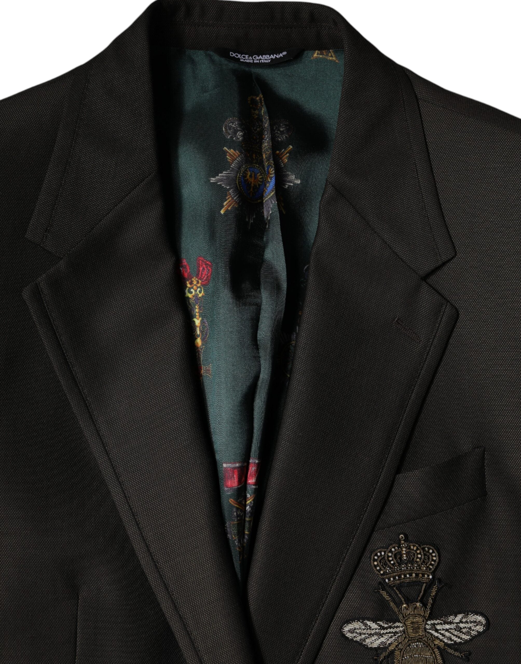 Dolce & Gabbana Blazer Brown Green Bee Wool Jacket Coat -   -  Dolce & Gabbana.