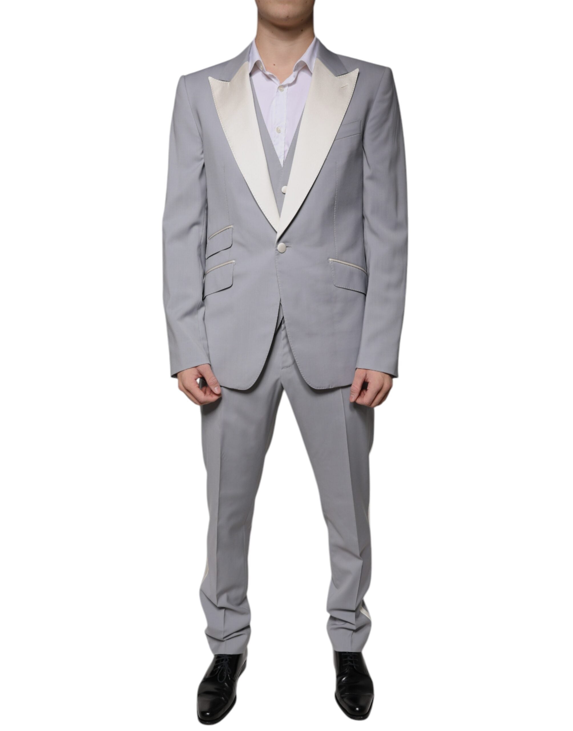 Dolce & Gabbana Gray Wool 3 Piece Slim Fit Formal Suit -   -  Dolce & Gabbana.