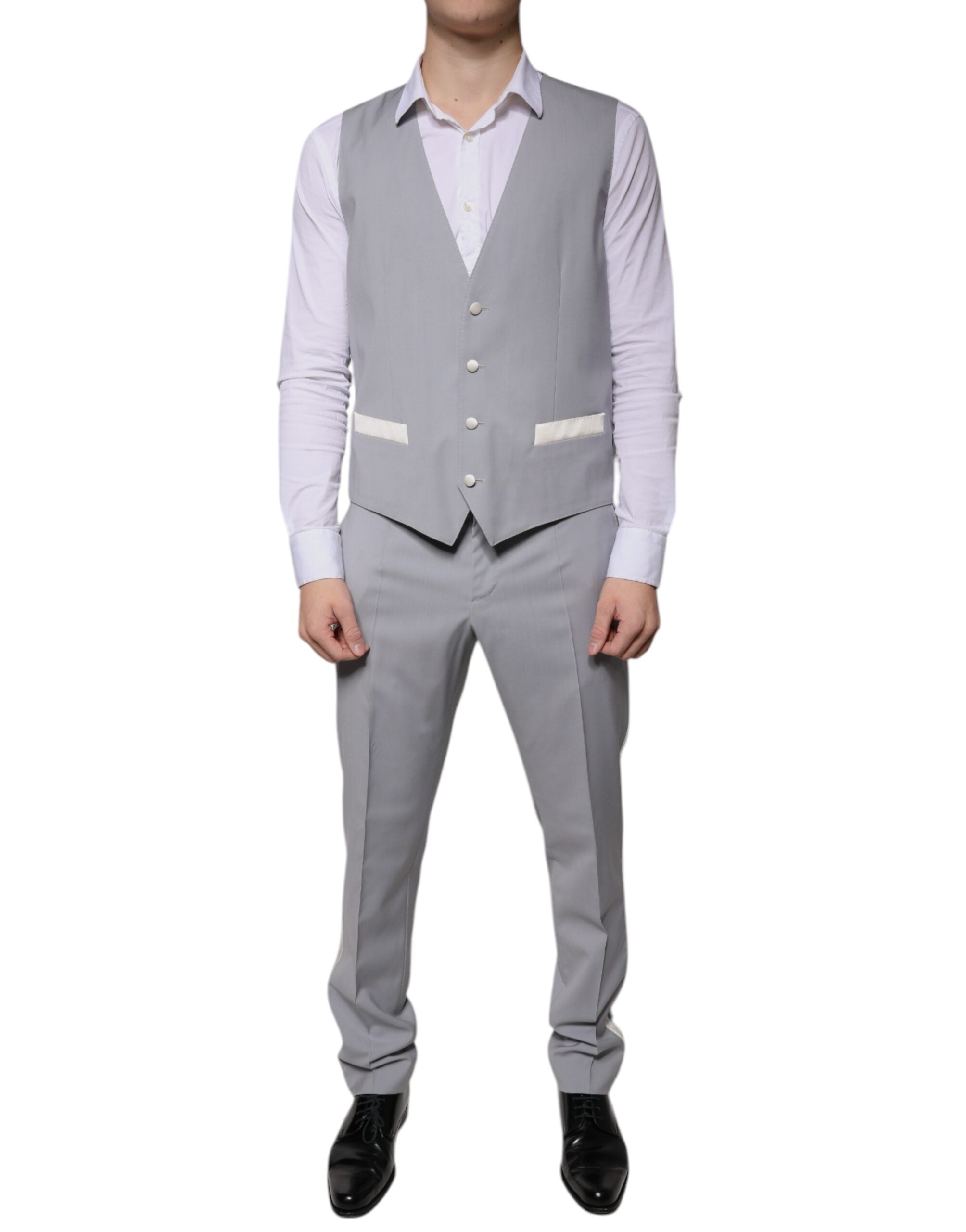 Dolce & Gabbana Gray Wool 3 Piece Slim Fit Formal Suit -   -  Dolce & Gabbana.