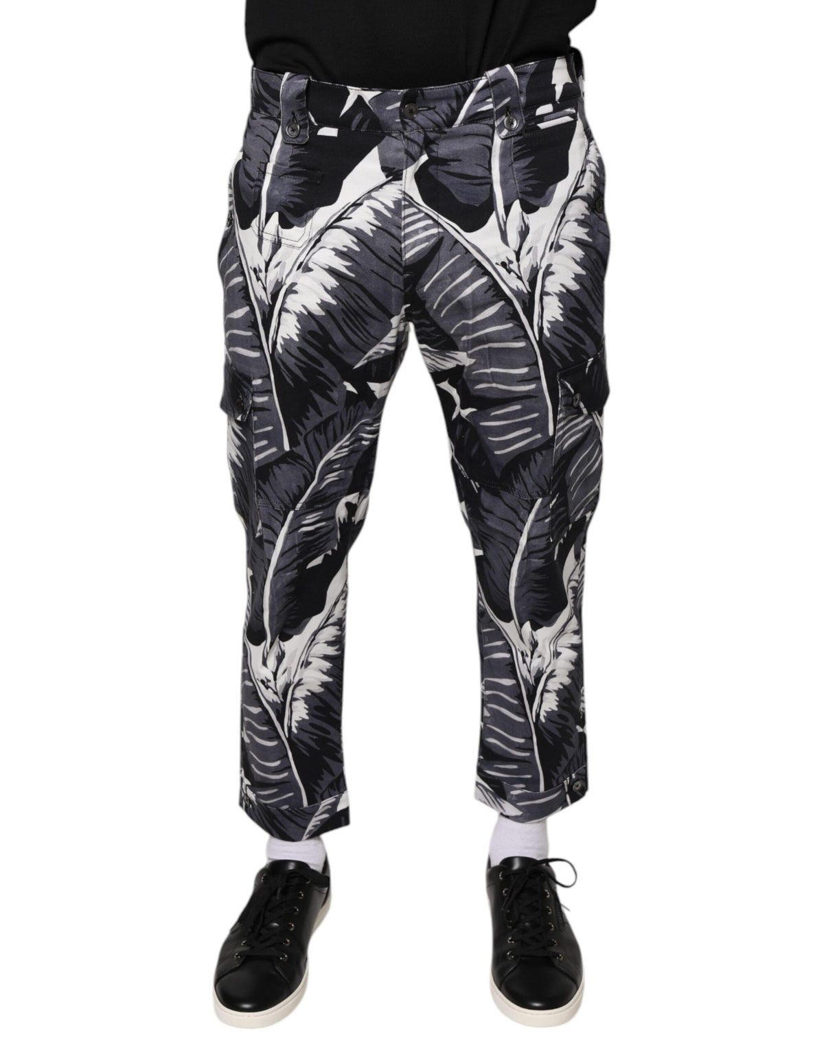 Dolce & Gabbana Gray Banana Leaf Cotton Stretch Capri Pants -   -  Dolce & Gabbana.